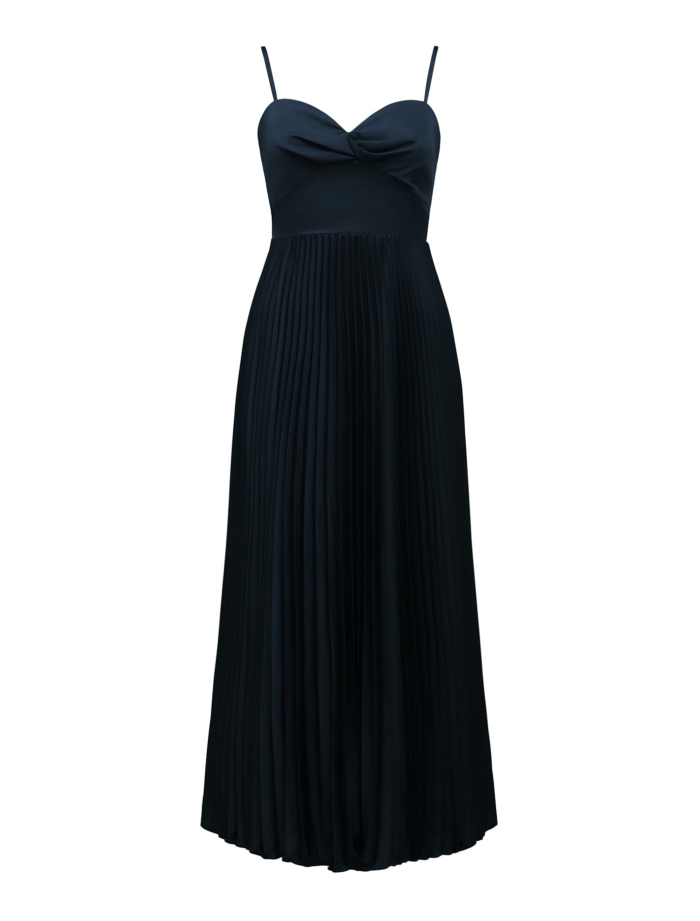 Chloe Pleated Midi Dress Deep Navy_mannequin