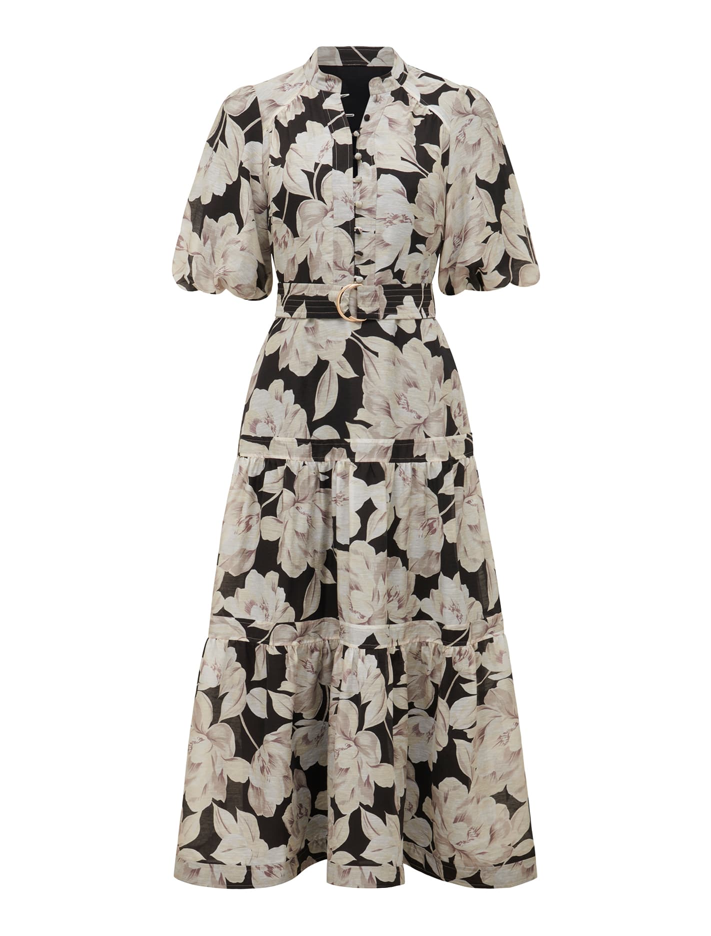 Leona Short-Sleeved Pin Tuck Midi Dress Light Wright Floral_mannequin
