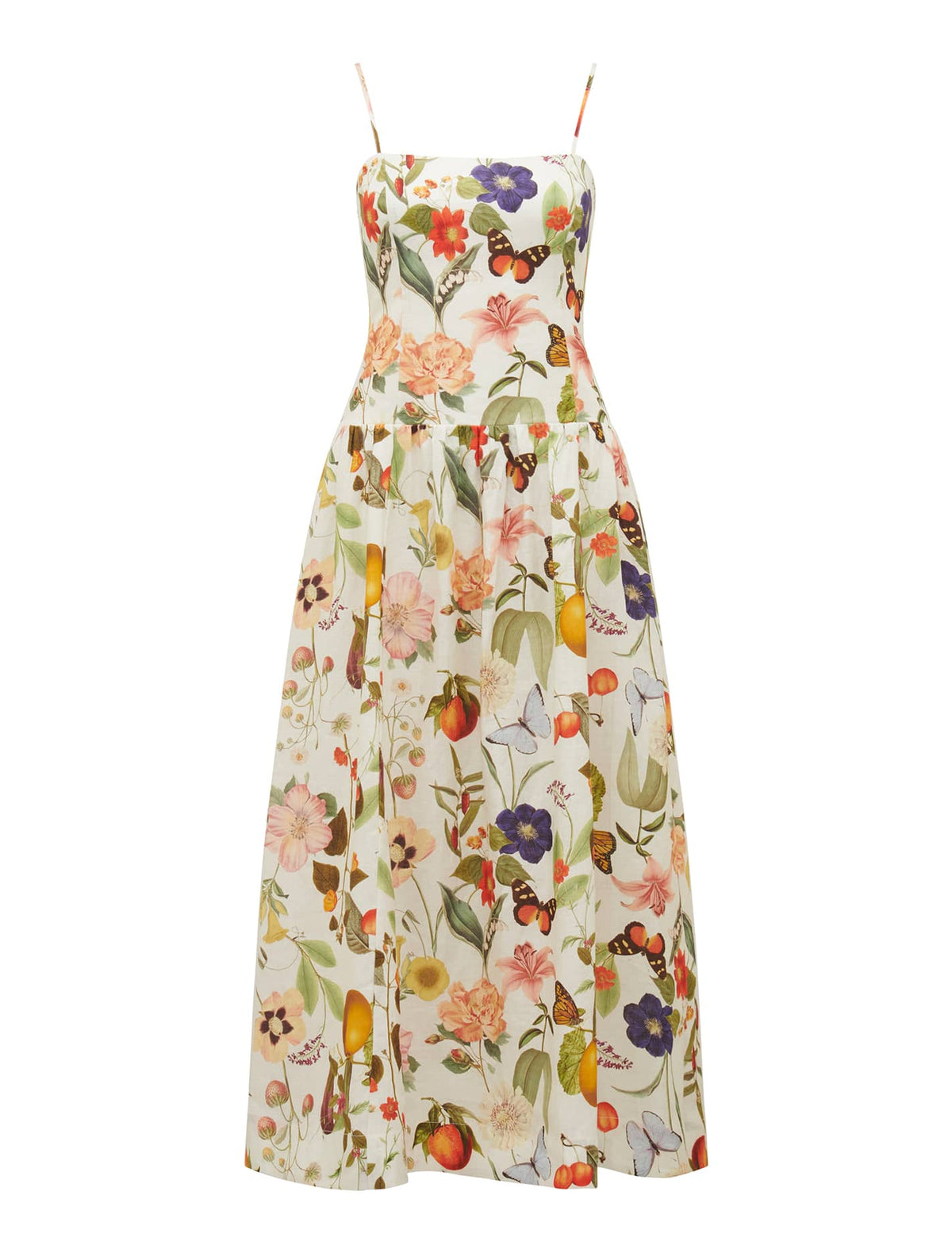 Brooke Linen Drop Waist Midi Helston Floral_mannequin