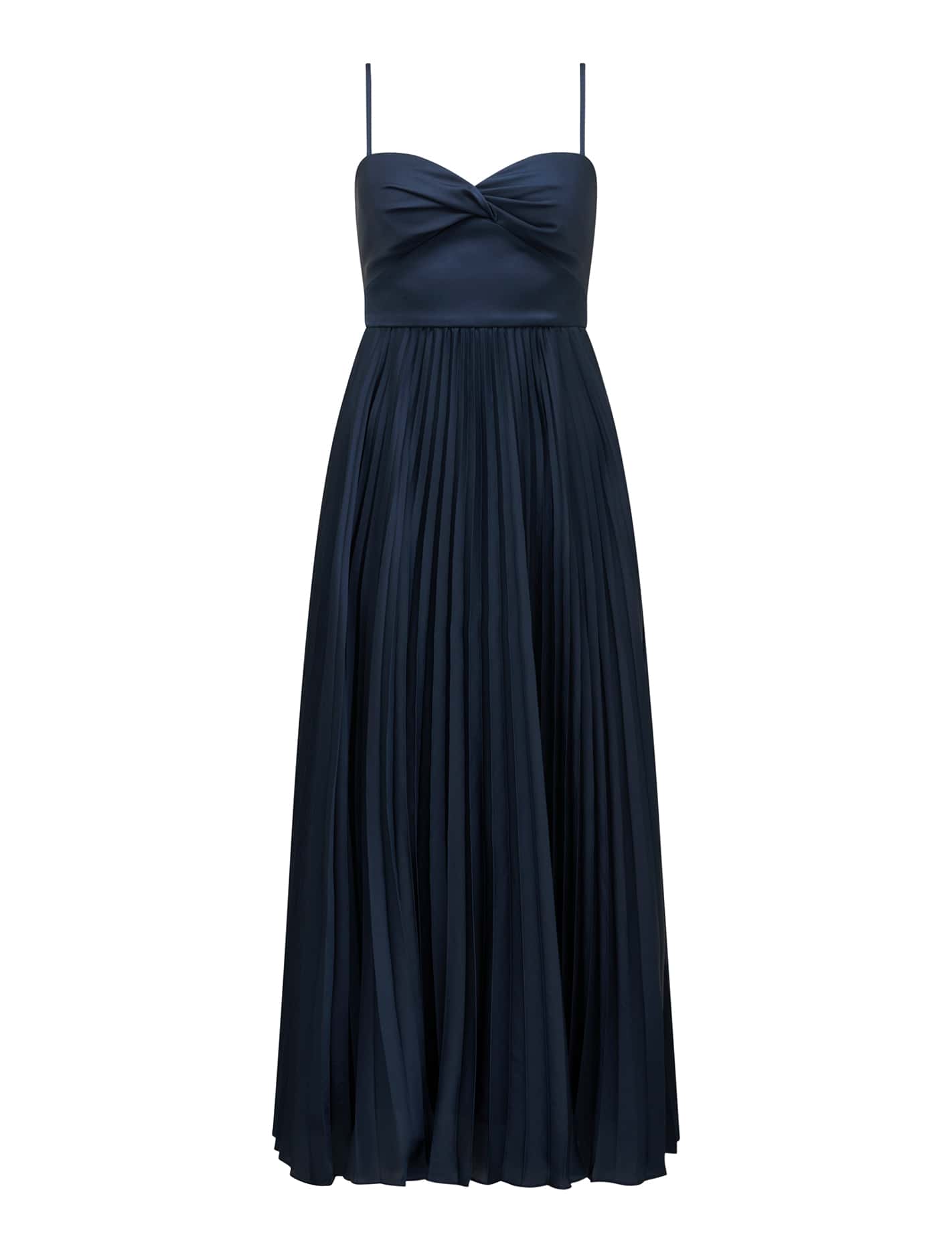 Chloe Petite Pleated Midi Dress Deep Navy_mannequin
