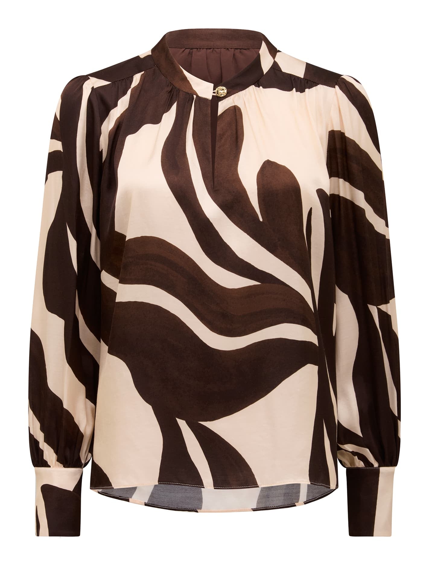 Kai Gathered Detail Blouse Choc Nusa Leaf_mannequin