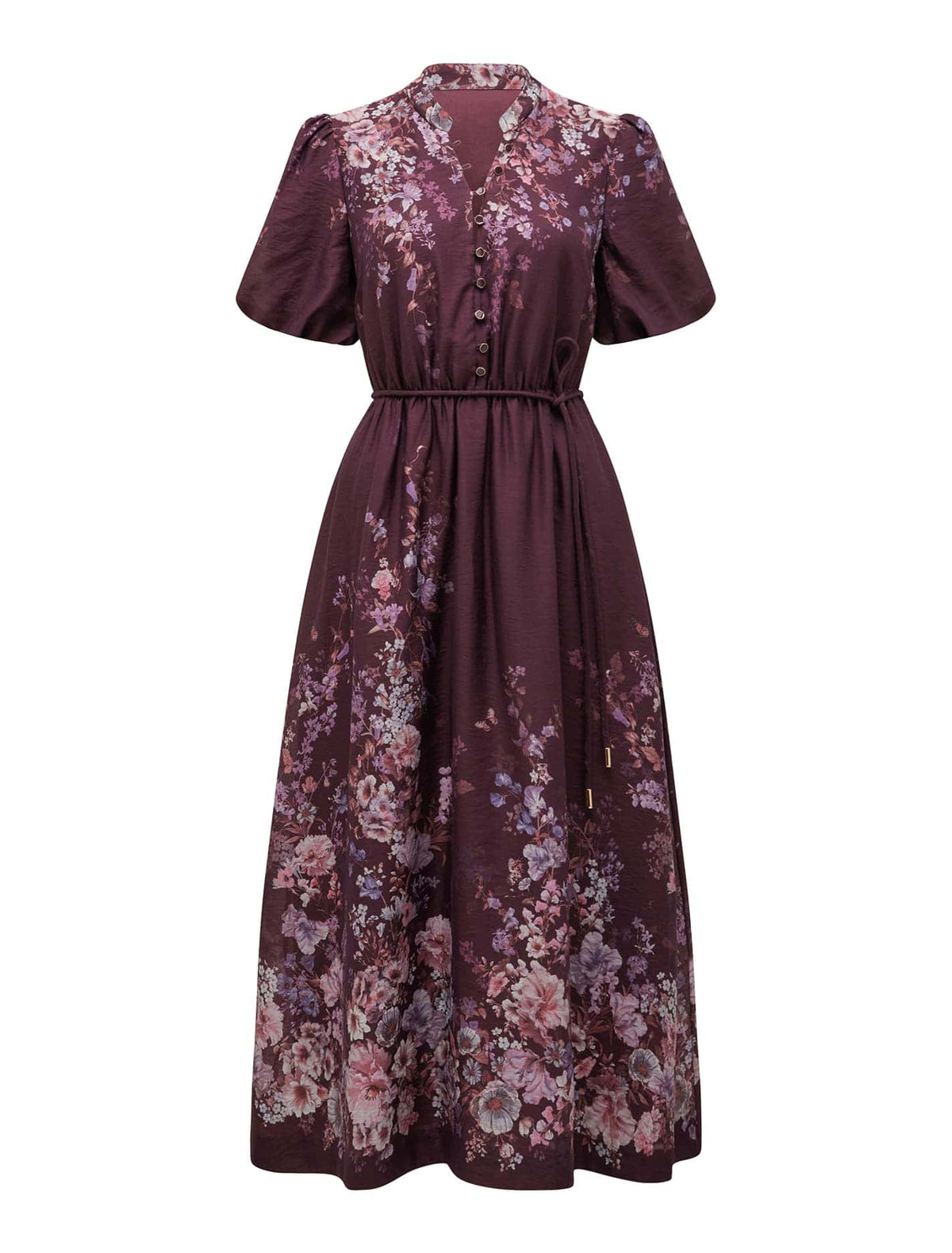 Adele Petite Printed Midi Dress Berry Oxley Floral_mannequin