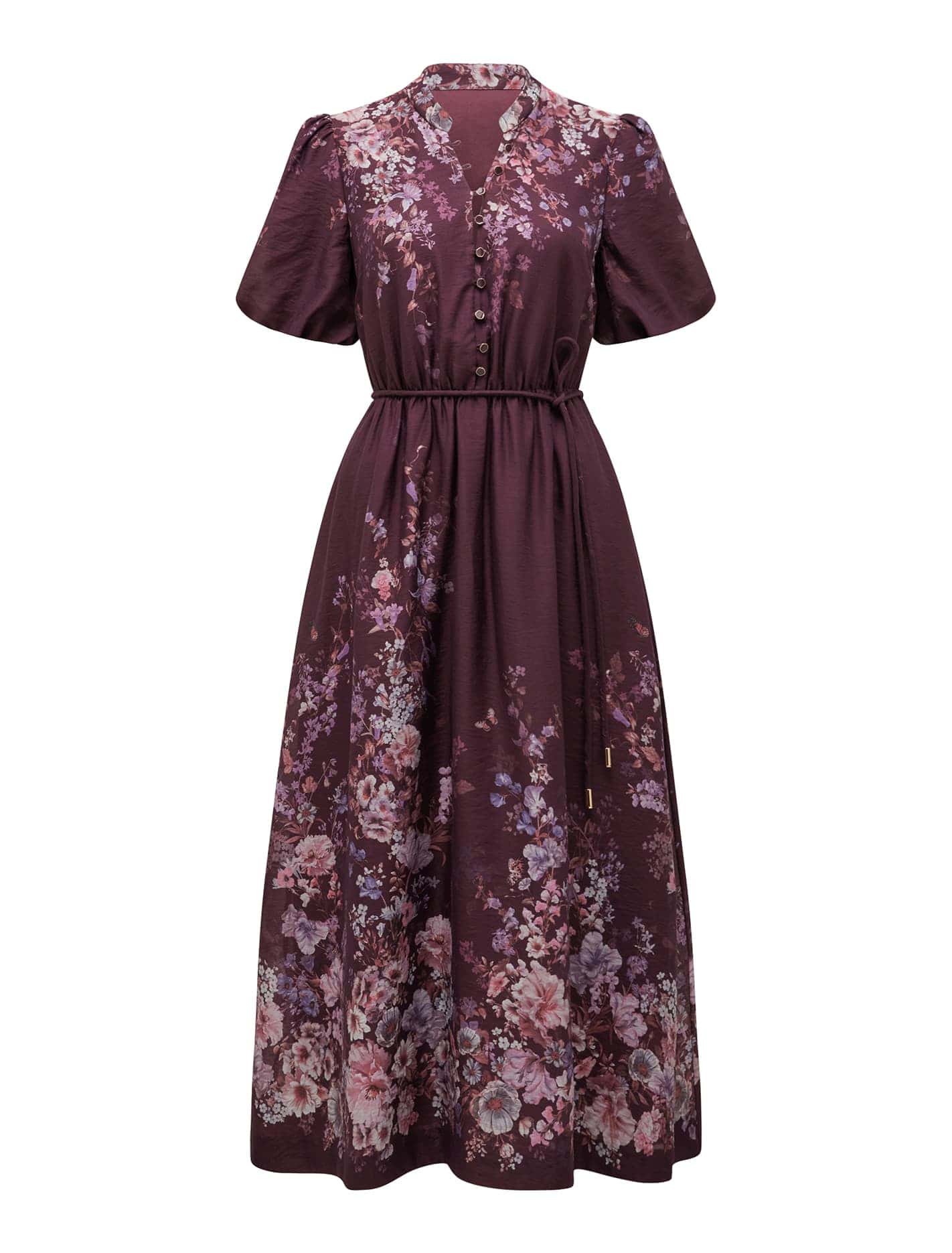 Adele Petite Printed Midi Dress Berry Oxley Floral_mannequin