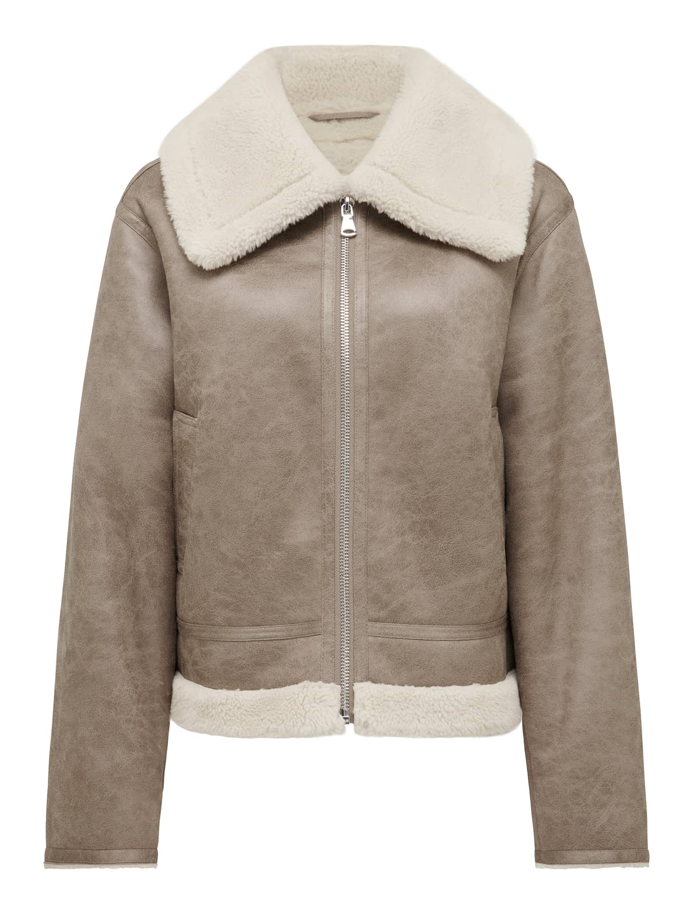 Jamie Shearling Aviator Jacket Brown/Cream_mannequin
