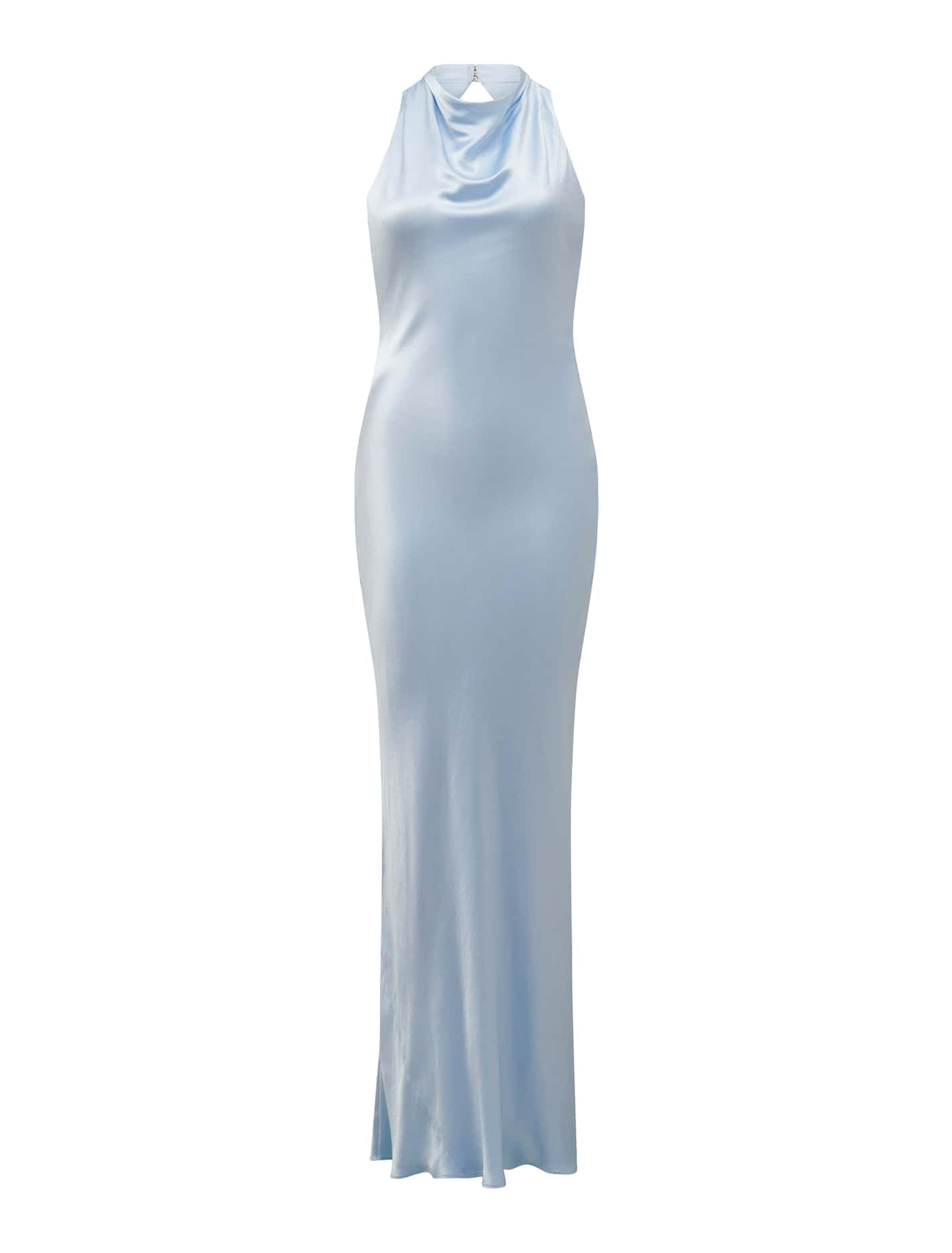 Michelle Open Back Satin Maxi Misty Sky – Ever New