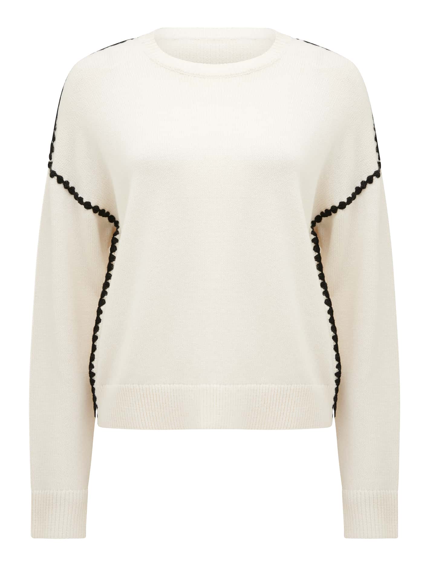Tiffany Crochet Whipstitch Sweater Porcelain/ Black_mannequin