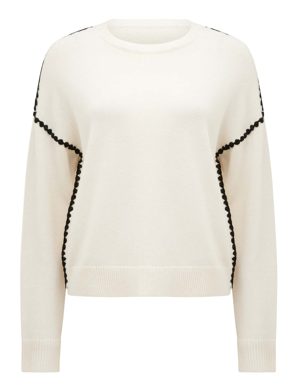 Tiffany Crochet Whipstitch Sweater Porcelain/ Black_mannequin