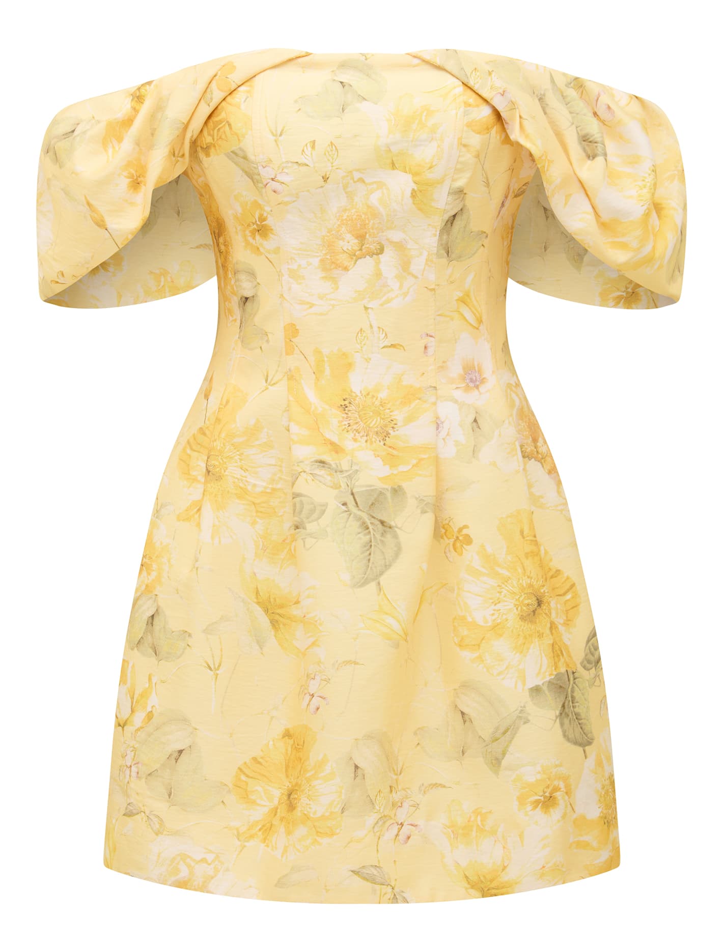 Jacquie Off-Shoulder Mini Dress Gold Layla Botanical_mannequin