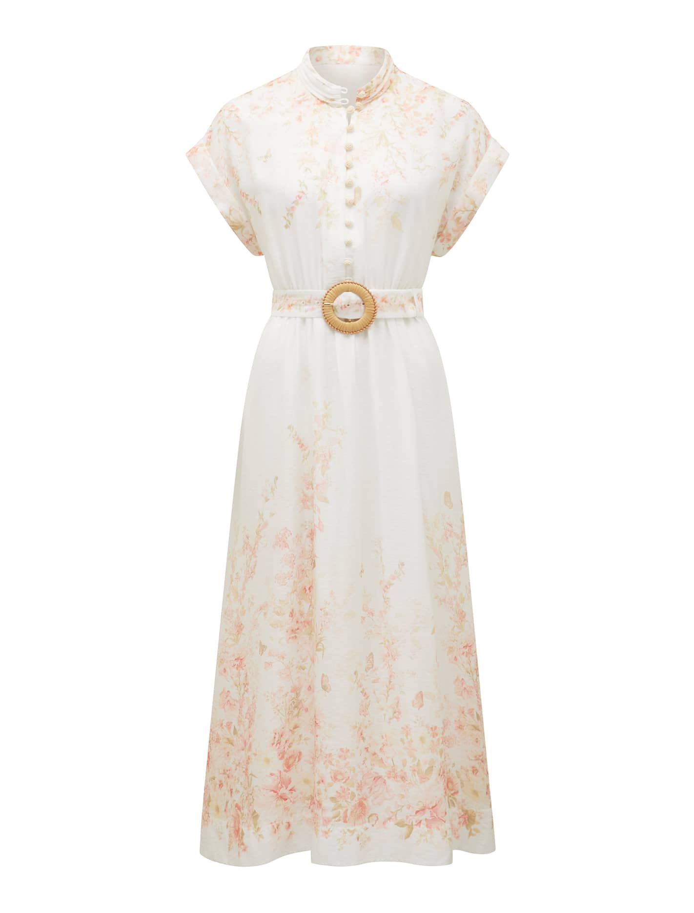 Mollie Petite Printed Midi Dress Coral Oxley Floral_mannequin