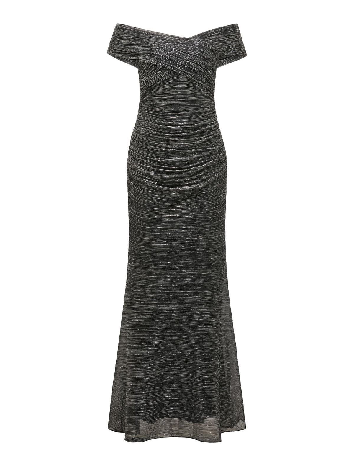 Wilma Off-Shoulder Plisse Maxi Dress Silver_mannequin