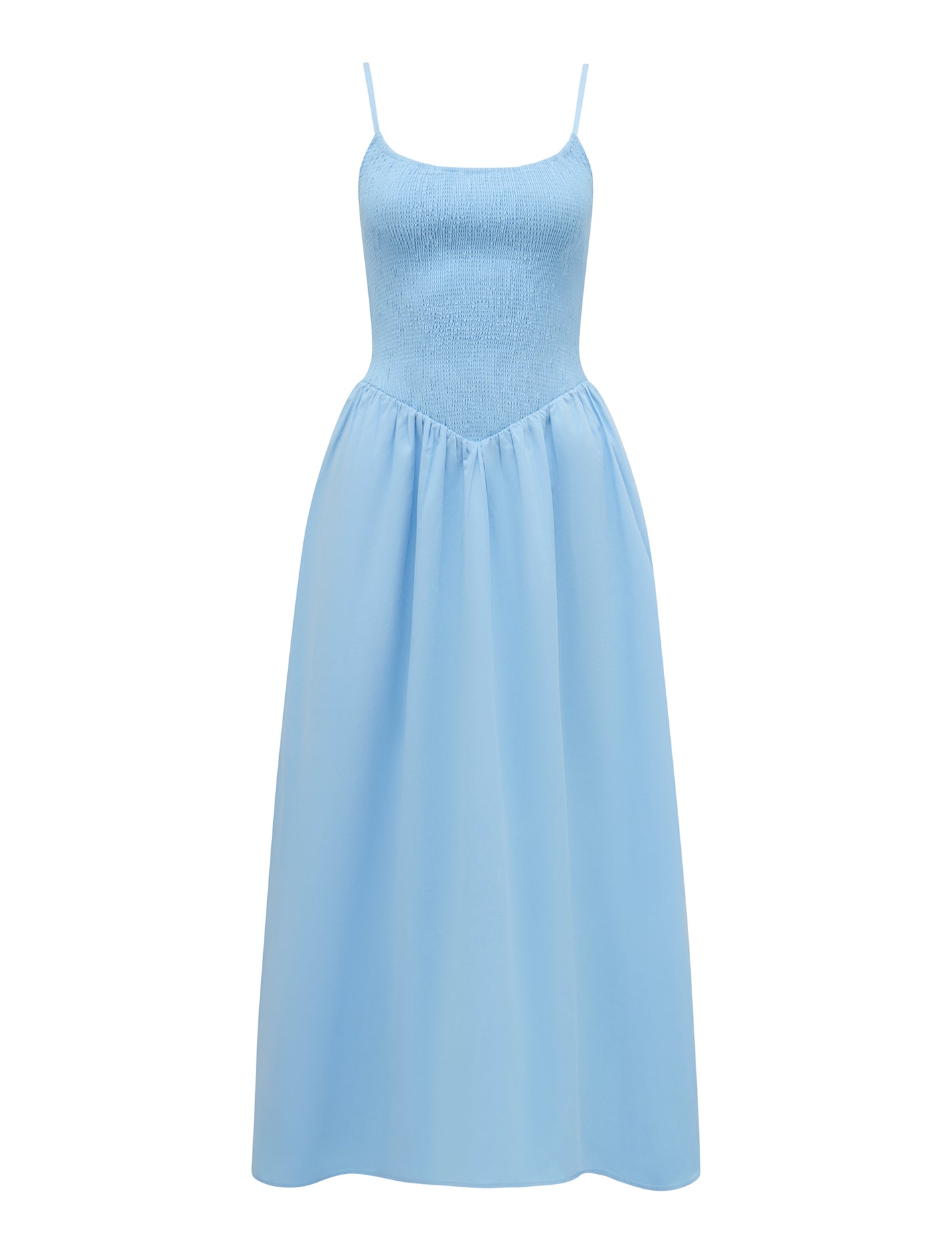 Dylan Shirred Cotton Midi Clear Day_mannequin