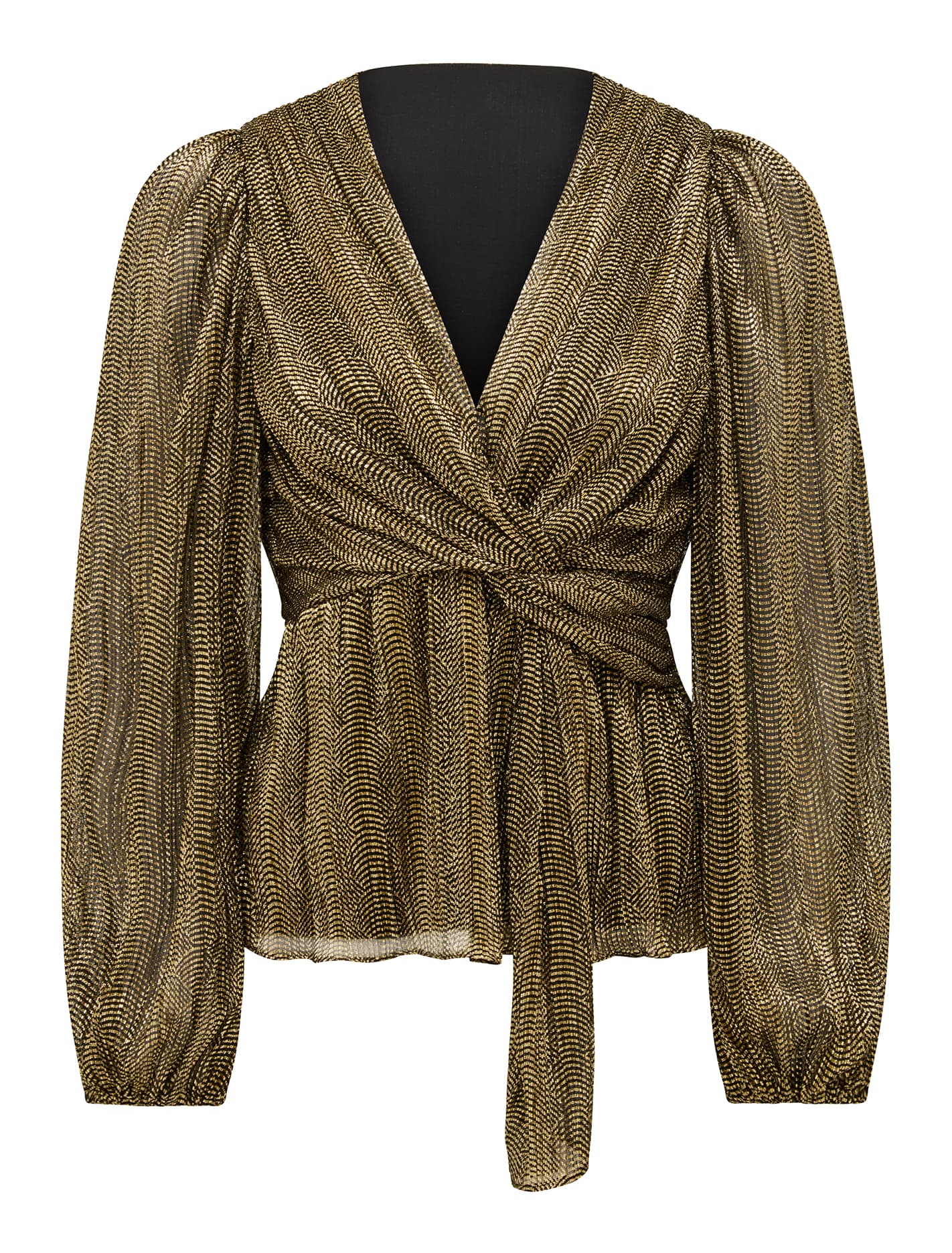 Cassidy Metallic Plisse Top Black & Gold_mannequin