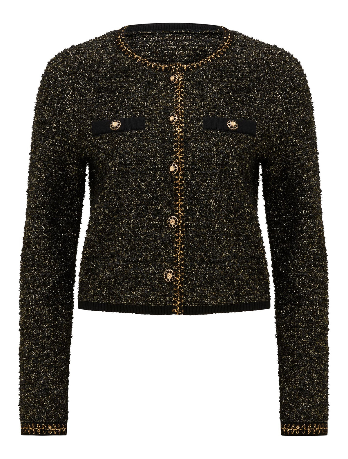 Anais Tweed Co-ord Cardigan Black & Gold_mannequin