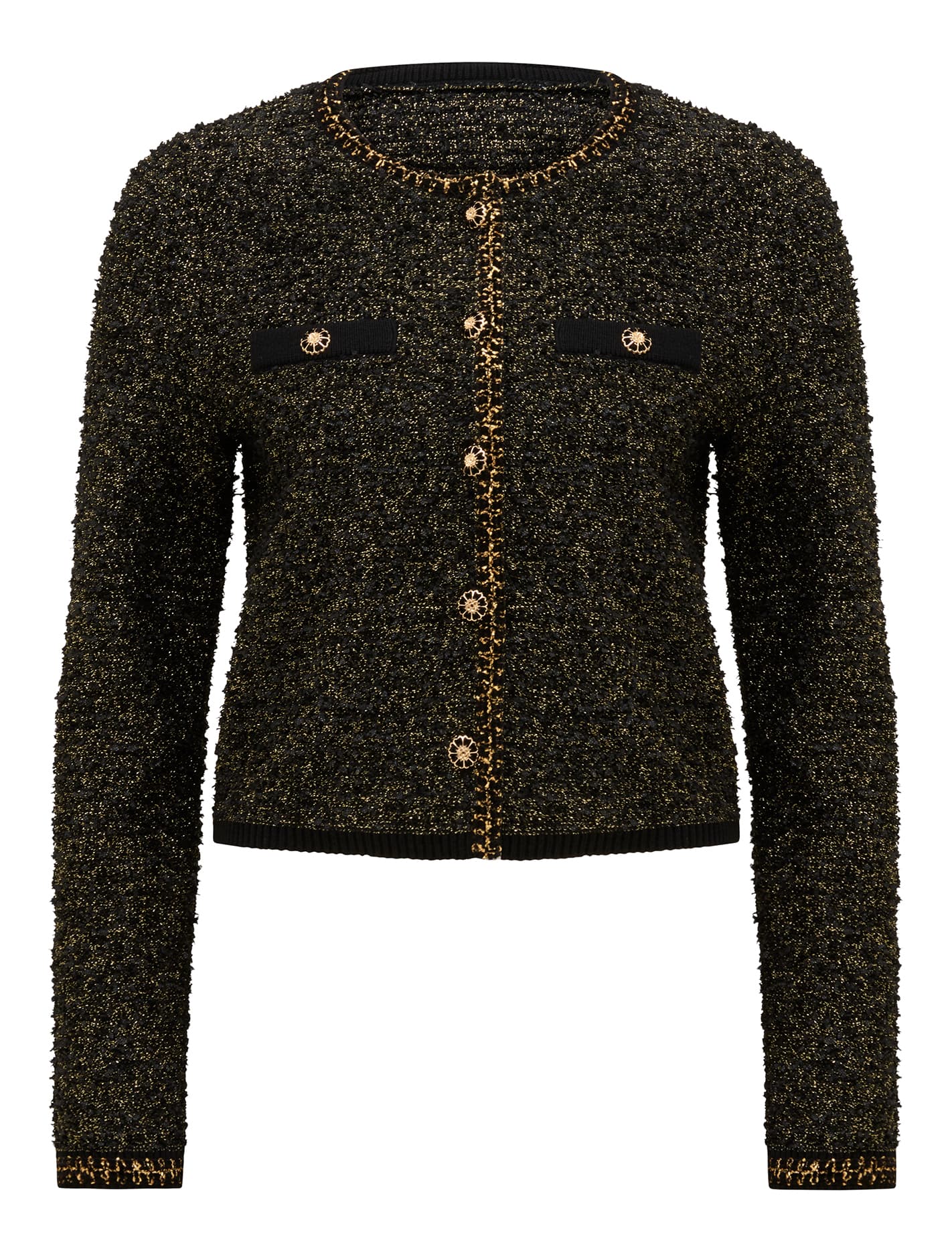 Anais Tweed Co-ord Cardigan Black & Gold_mannequin