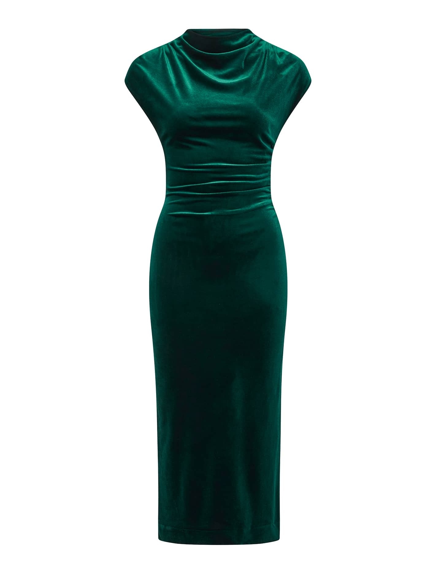 Sammy Petite Velvet Bodycon Dress Dark Green_mannequin
