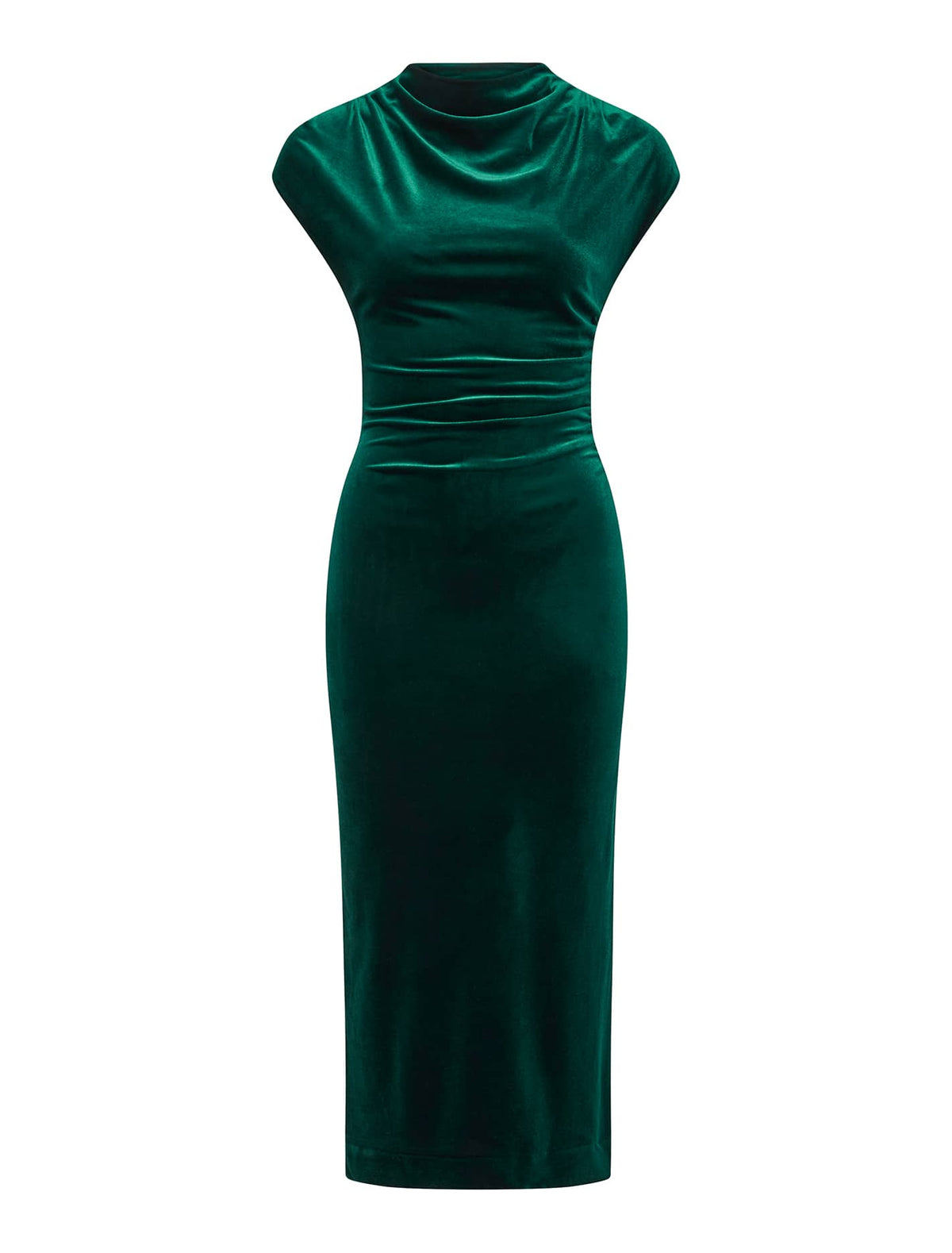 Sammy Petite Velvet Bodycon Dress Dark Green_mannequin