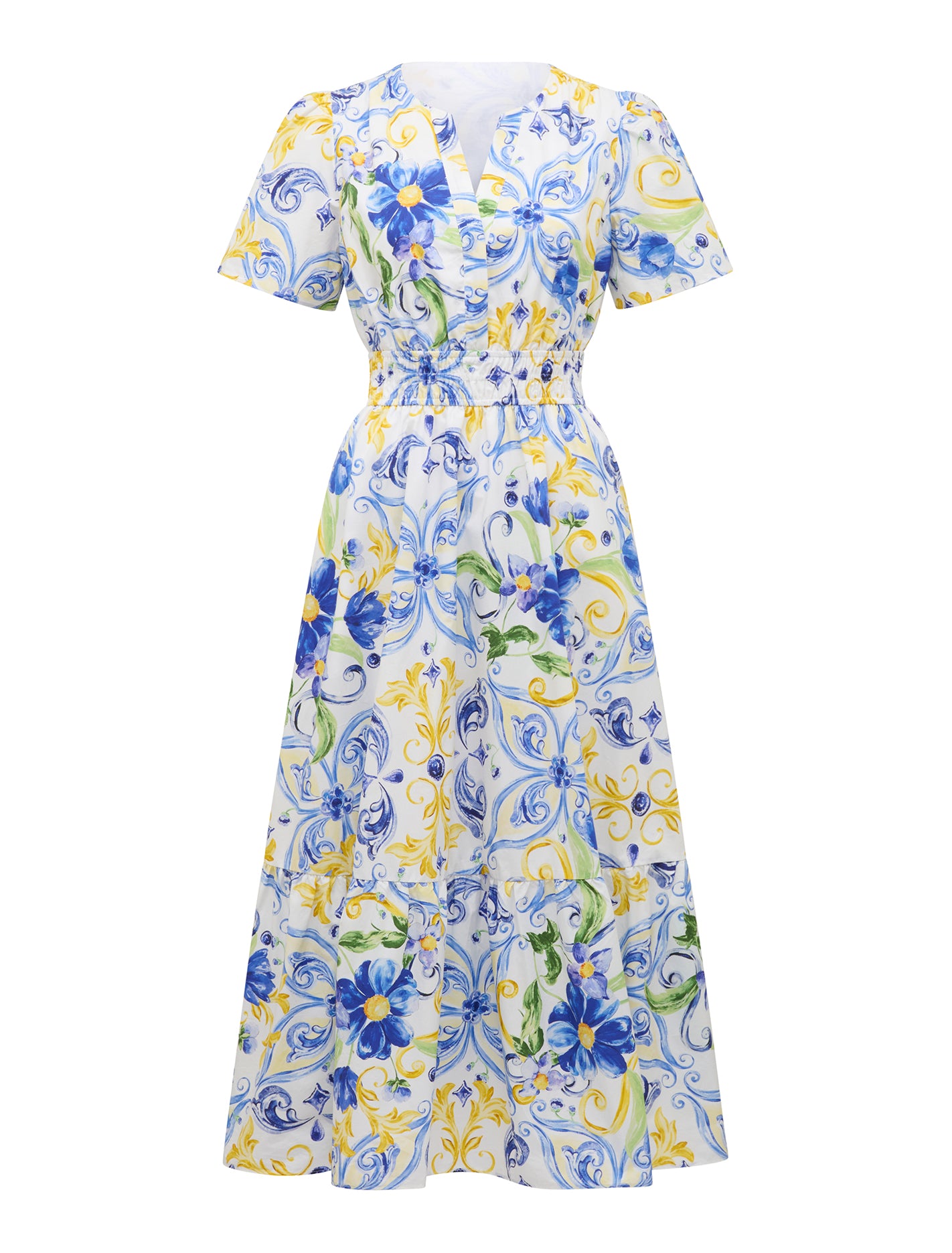 Eleanor Short Sleeve Cotton Midi Capri Tile_mannequin