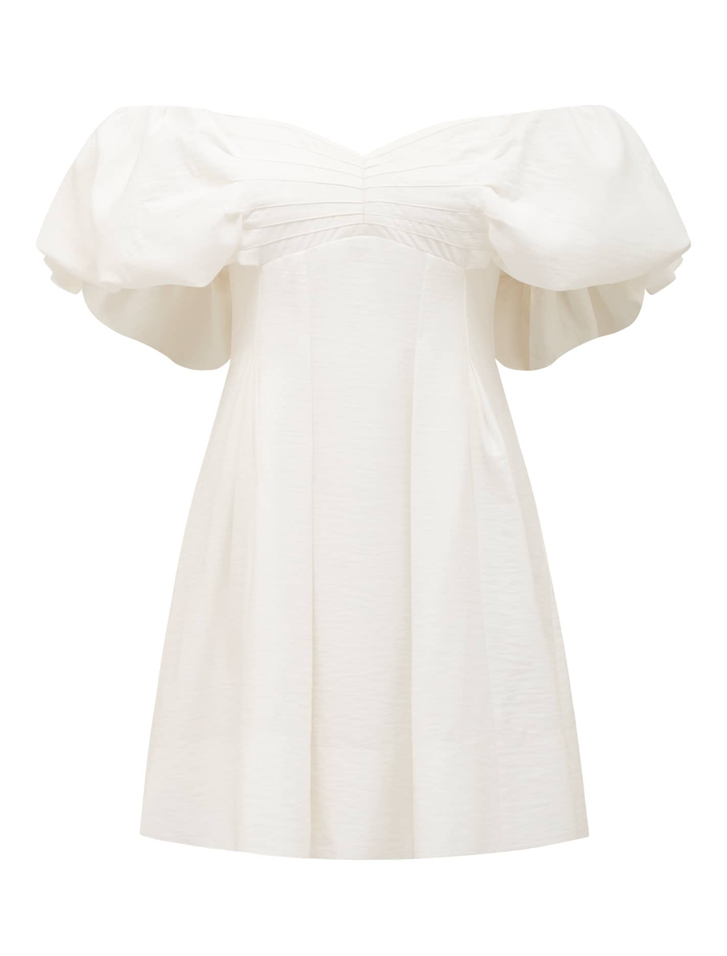 Aminah Off Shoulder Mini Dress Ivory_mannequin