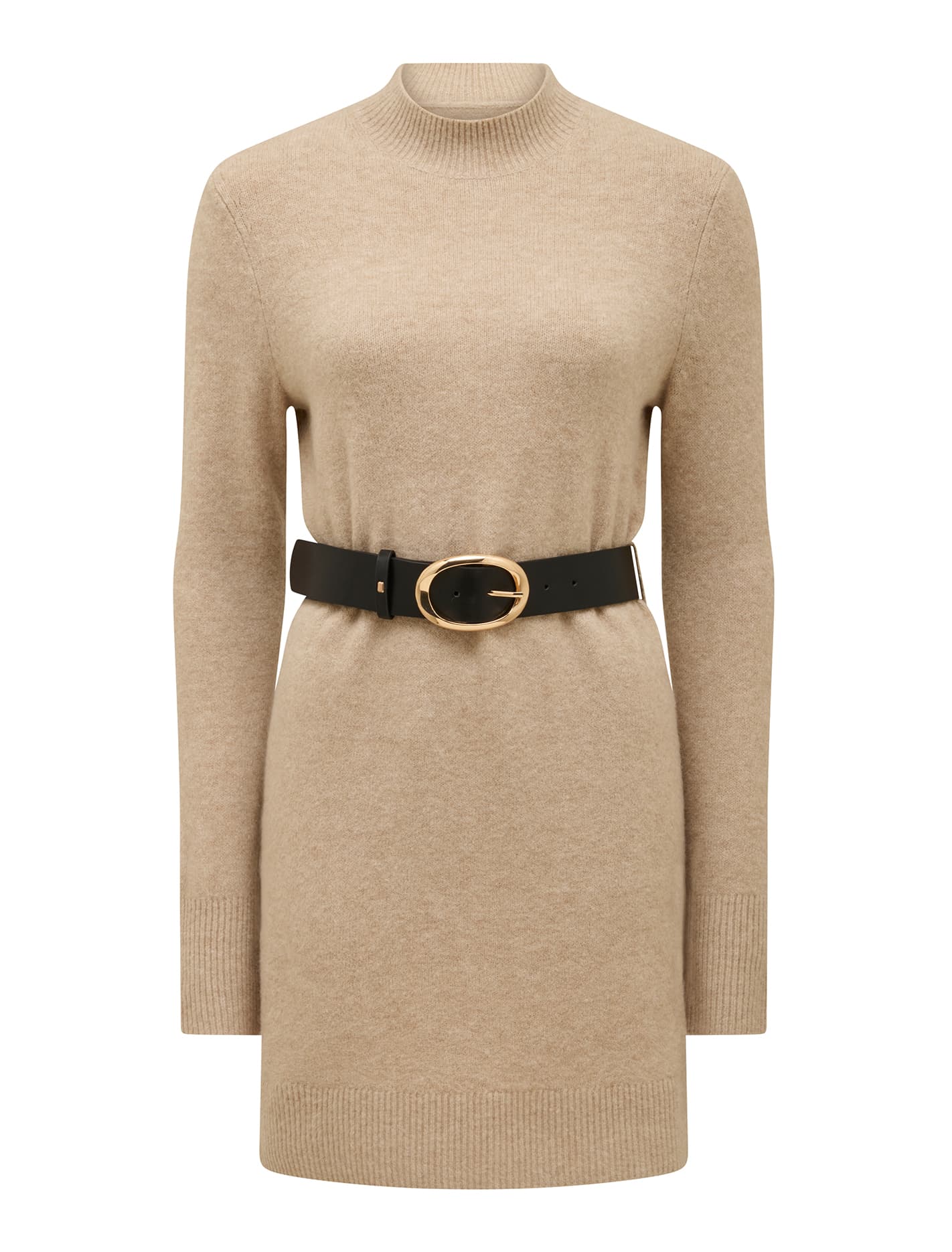 Annie Belted Knit Mini Dress oatmeal_mannequin