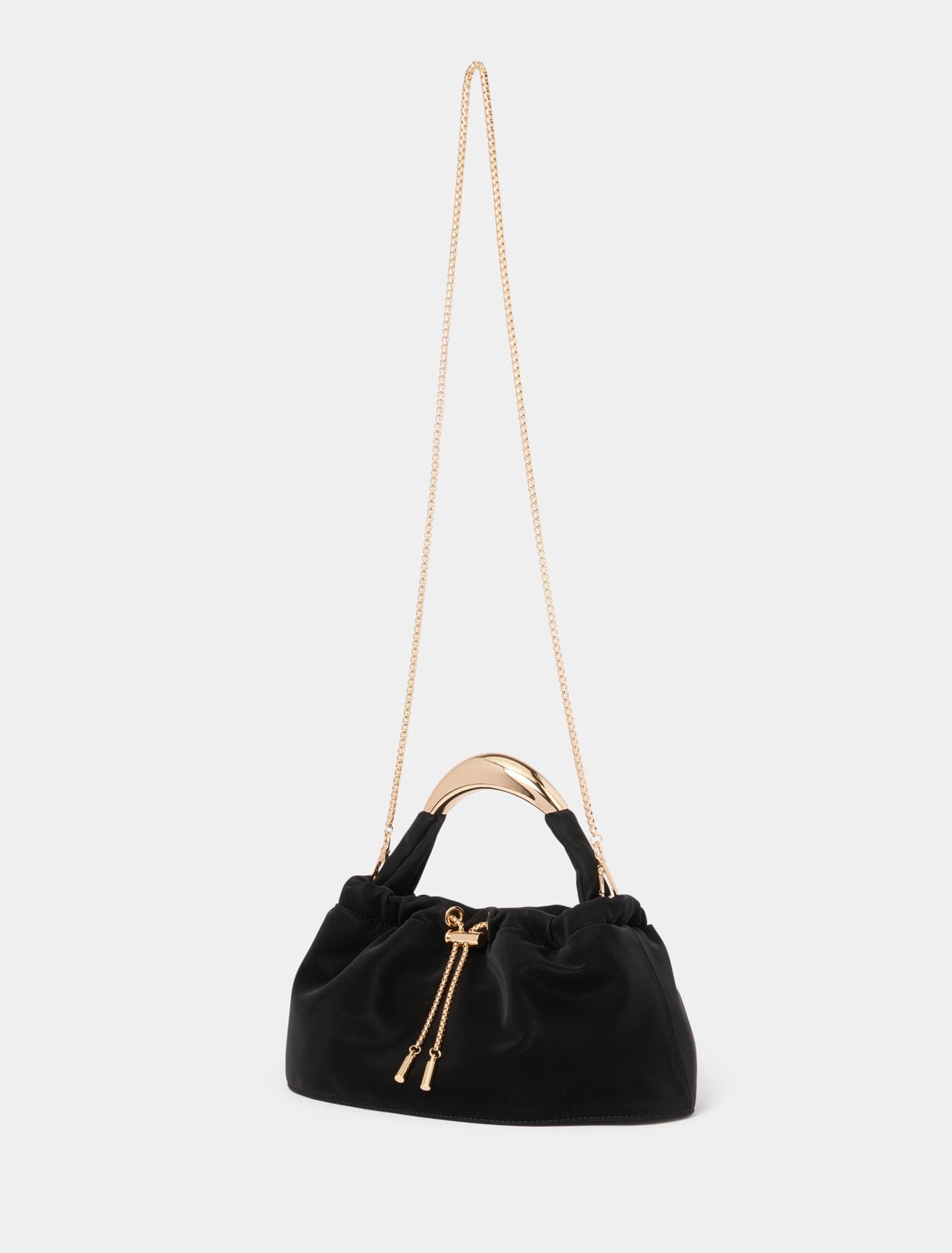 Signature Marigold Metal Handle Clutch Black_mannequin