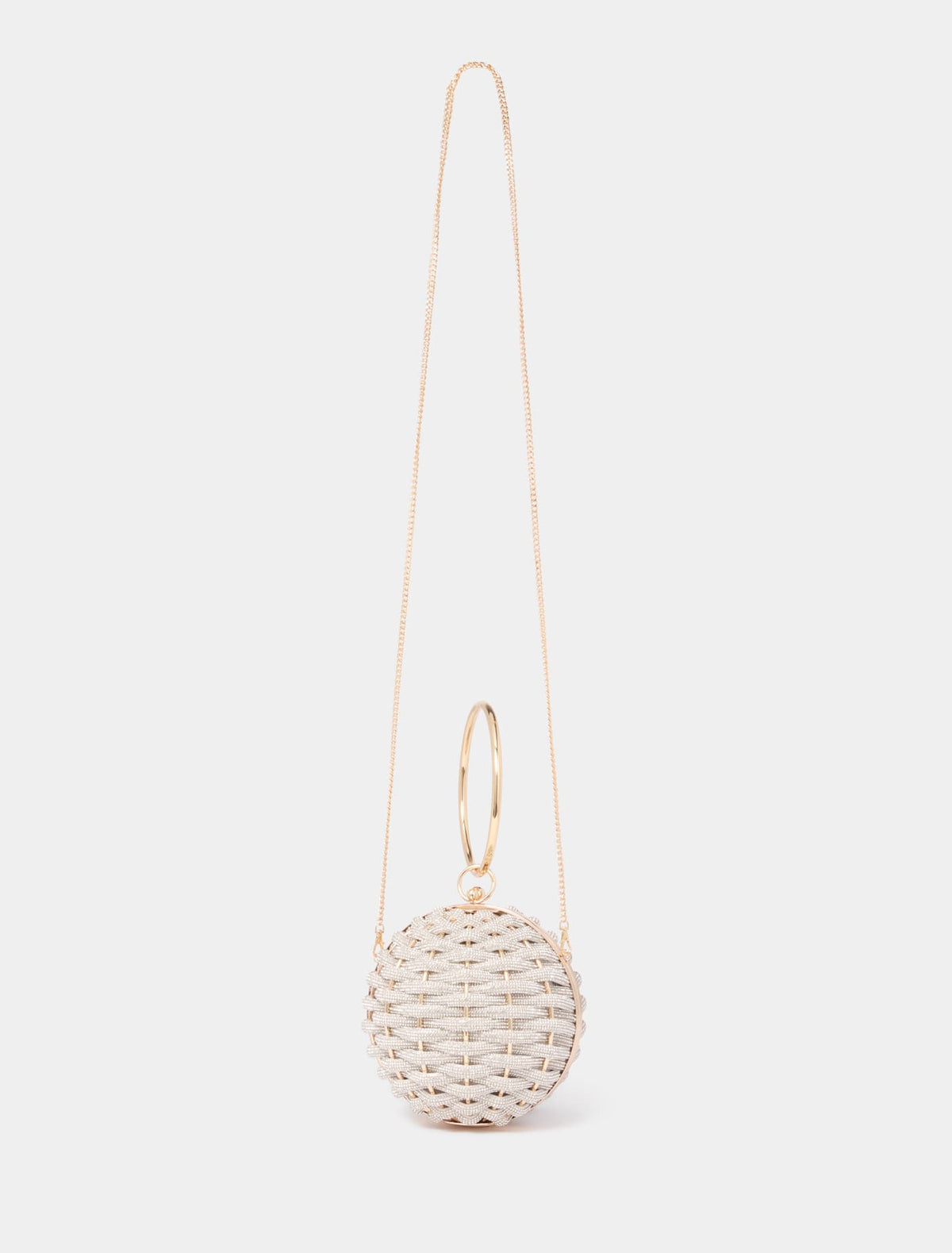 Signature Wynnie Woven Round Clutch Silver_mannequin