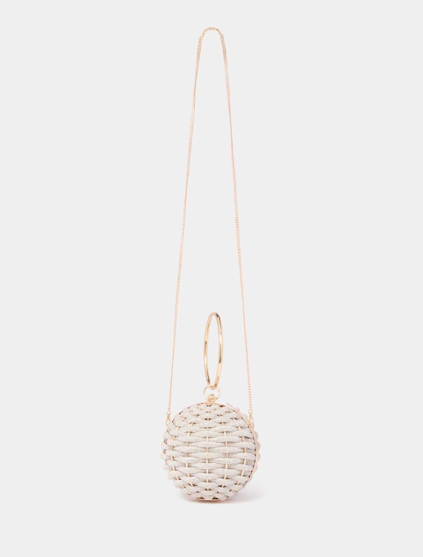 Signature Wynnie Woven Round Clutch Silver_mannequin