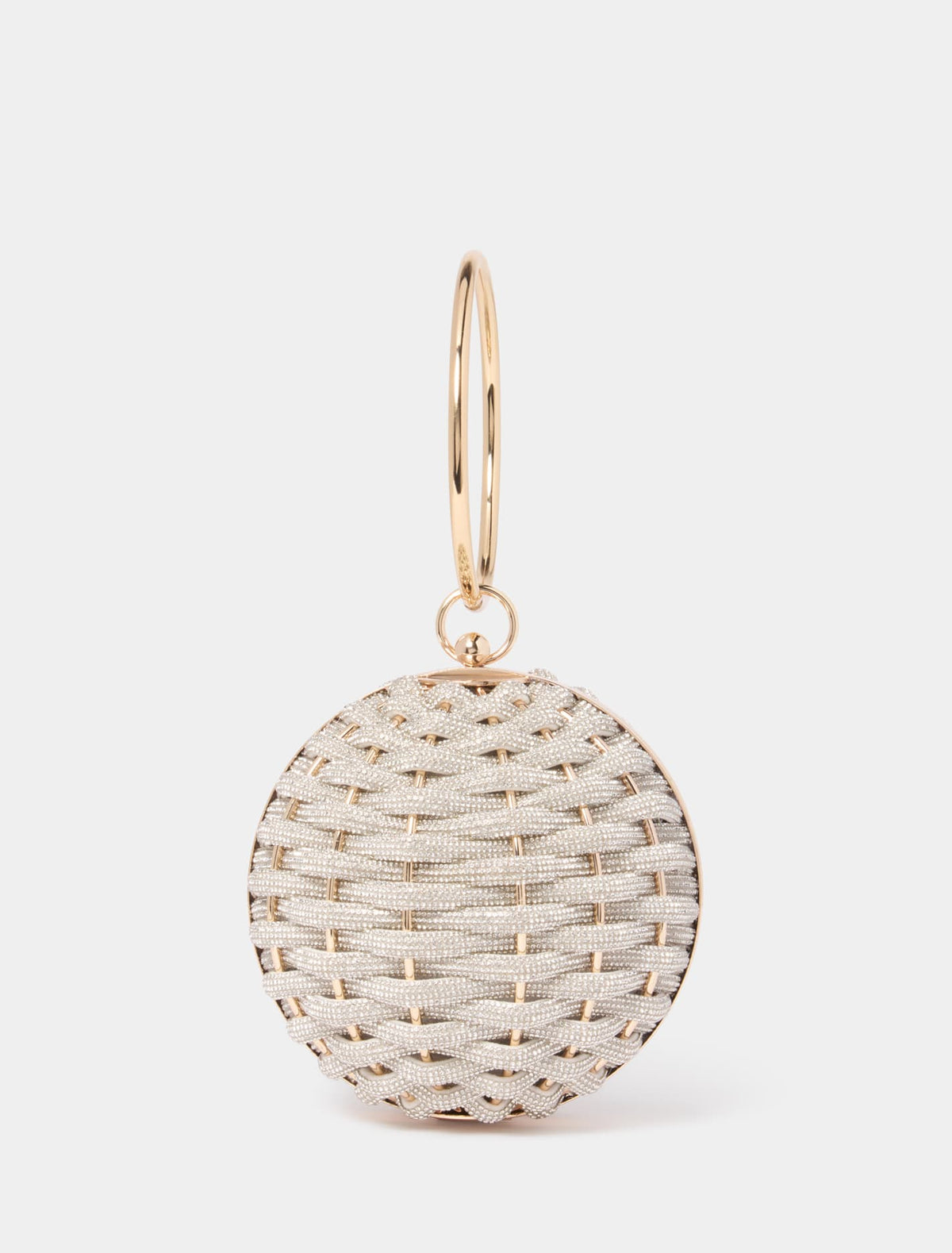 Signature Wynnie Woven Round Clutch Silver_mannequin