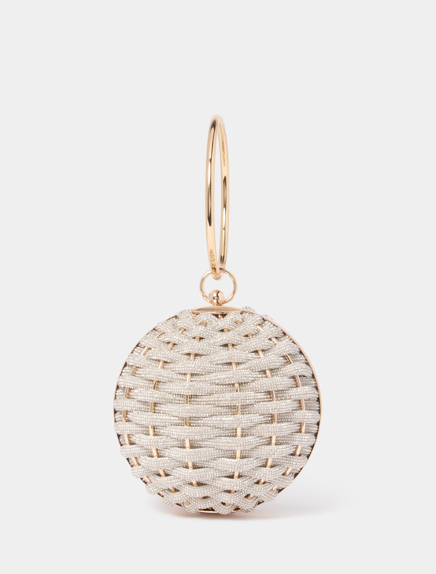 Signature Wynnie Woven Round Clutch Silver_mannequin