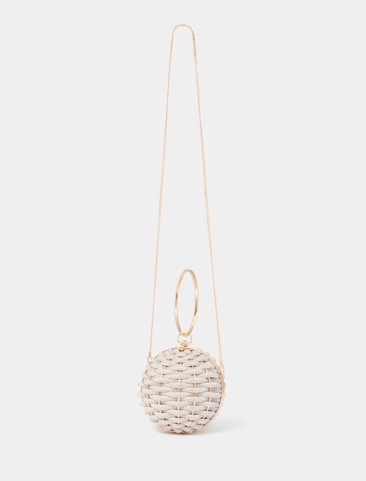 Signature Wynnie Woven Round Clutch Silver_mannequin