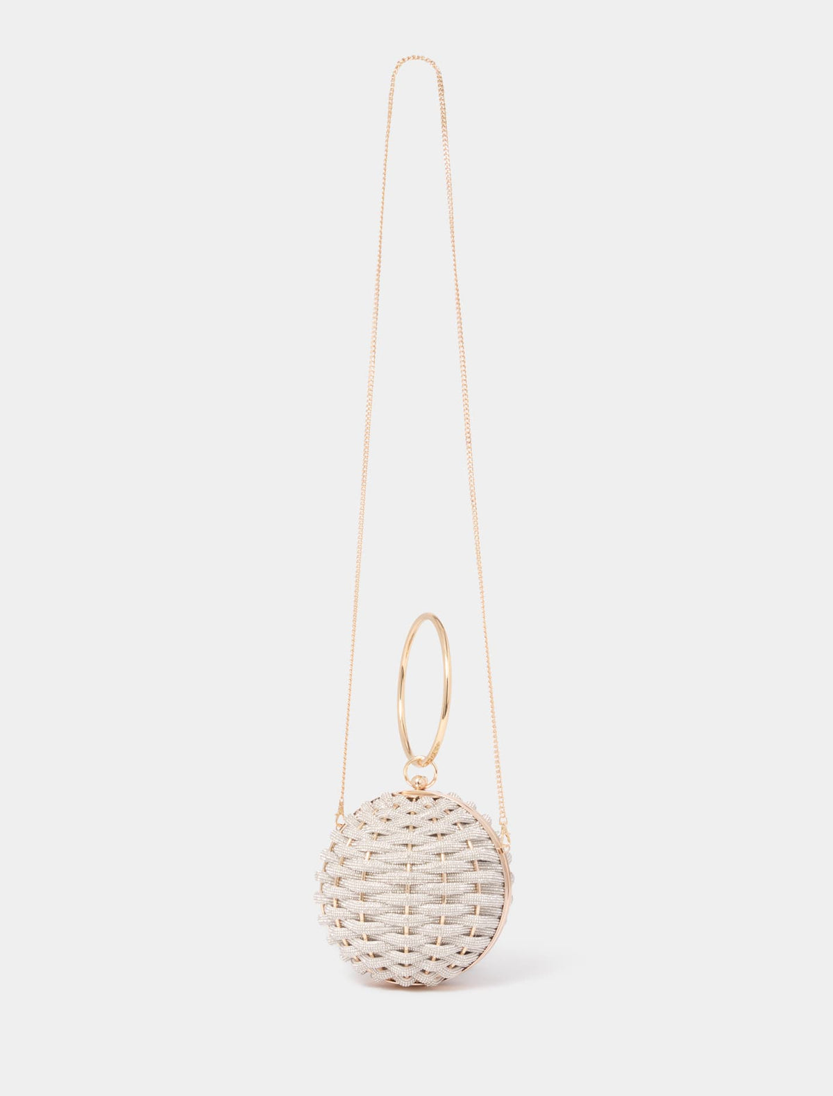 Signature Wynnie Woven Round Clutch Silver_mannequin