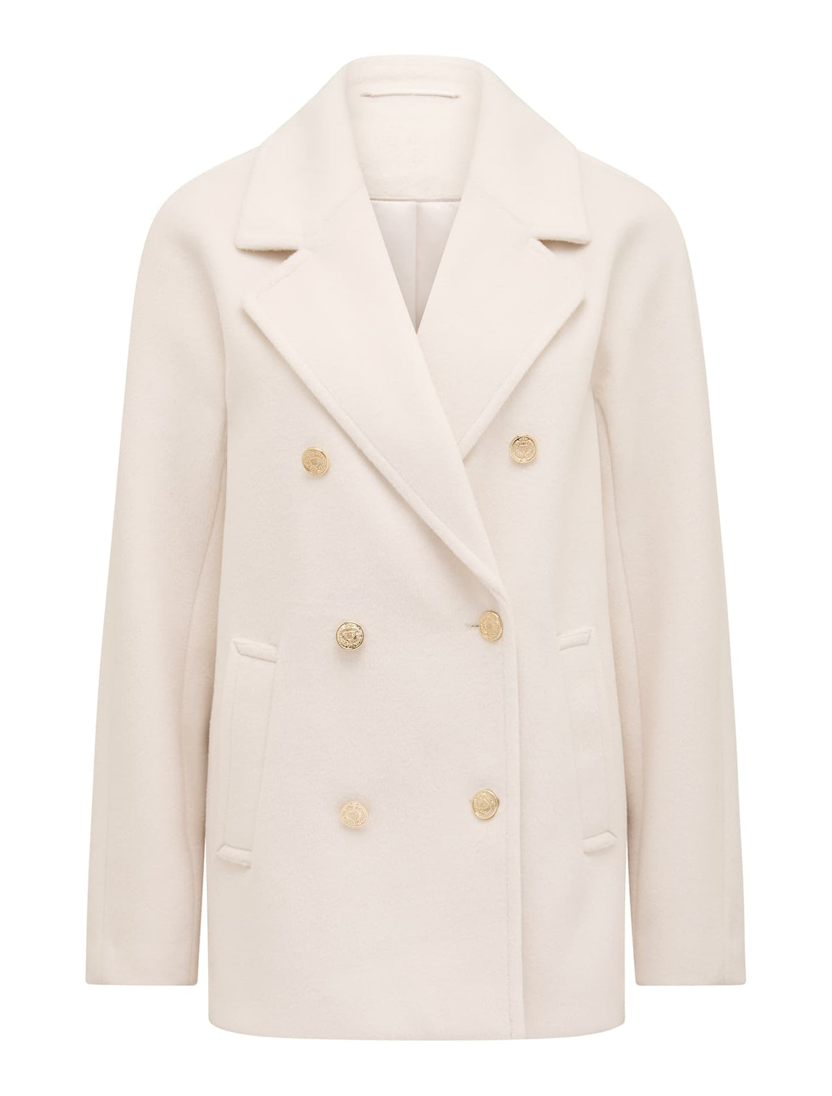 Bianca DB Mid Length Coat Cream_mannequin