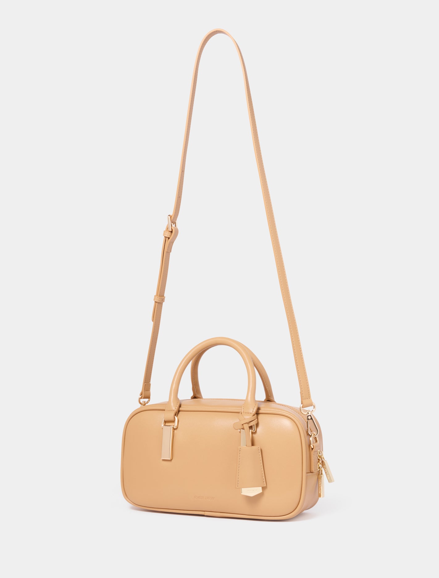 Signature Terri Metal Trim Barrel Bag Tan_mannequin