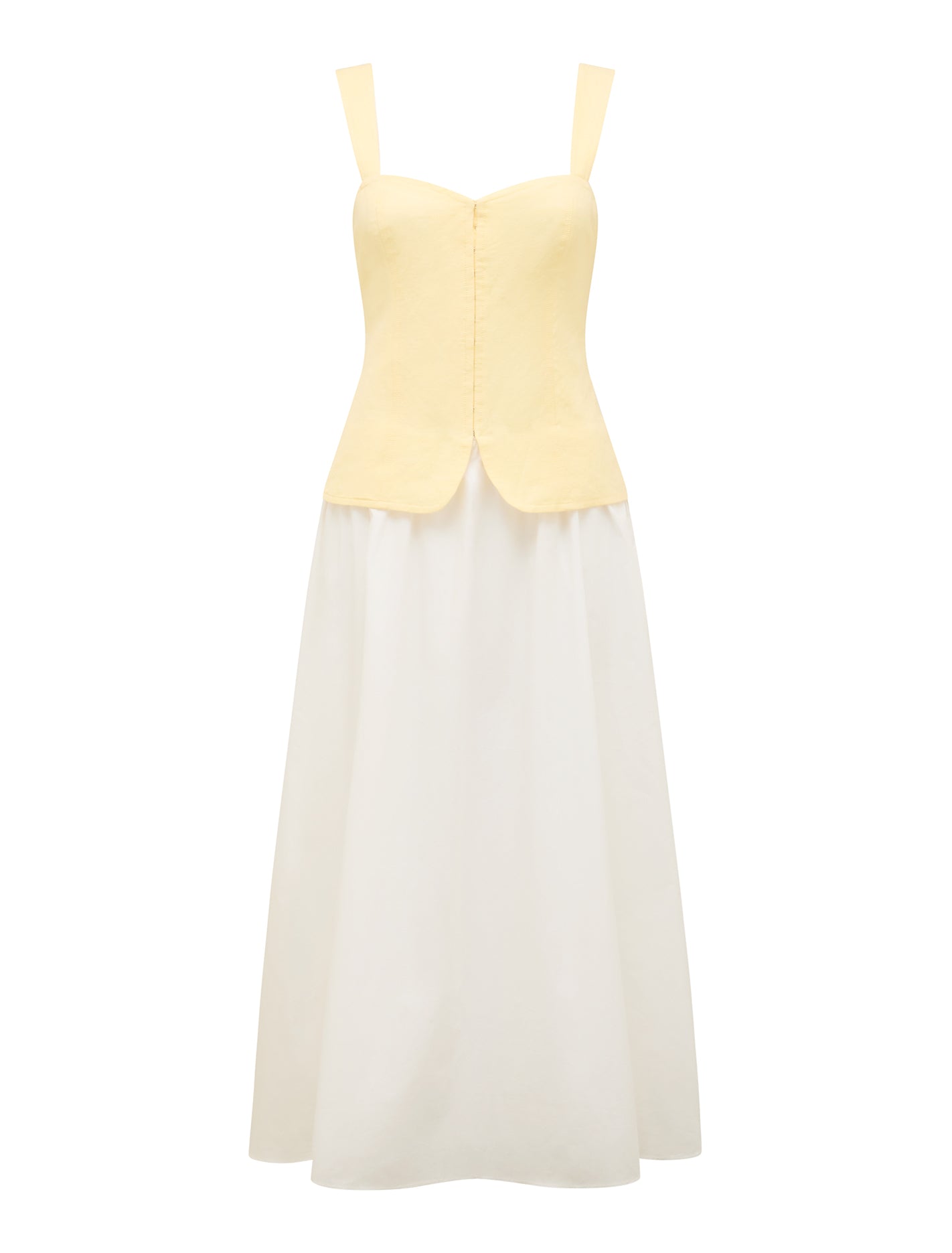 Carly Two-in-One Midi Dress Lemon/Porcelain_mannequin