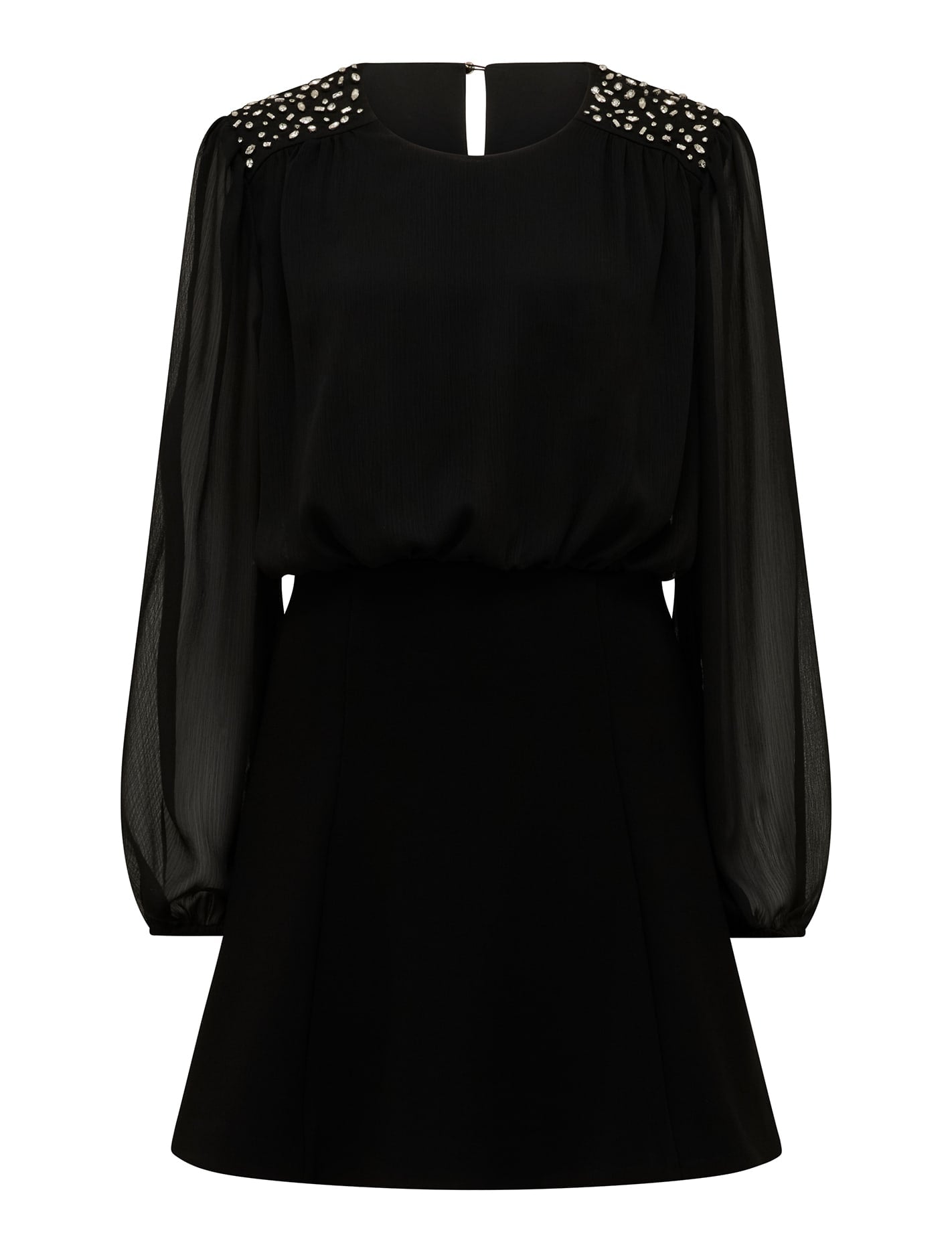 Nyla Diamante Trim Mini Dress Black_mannequin