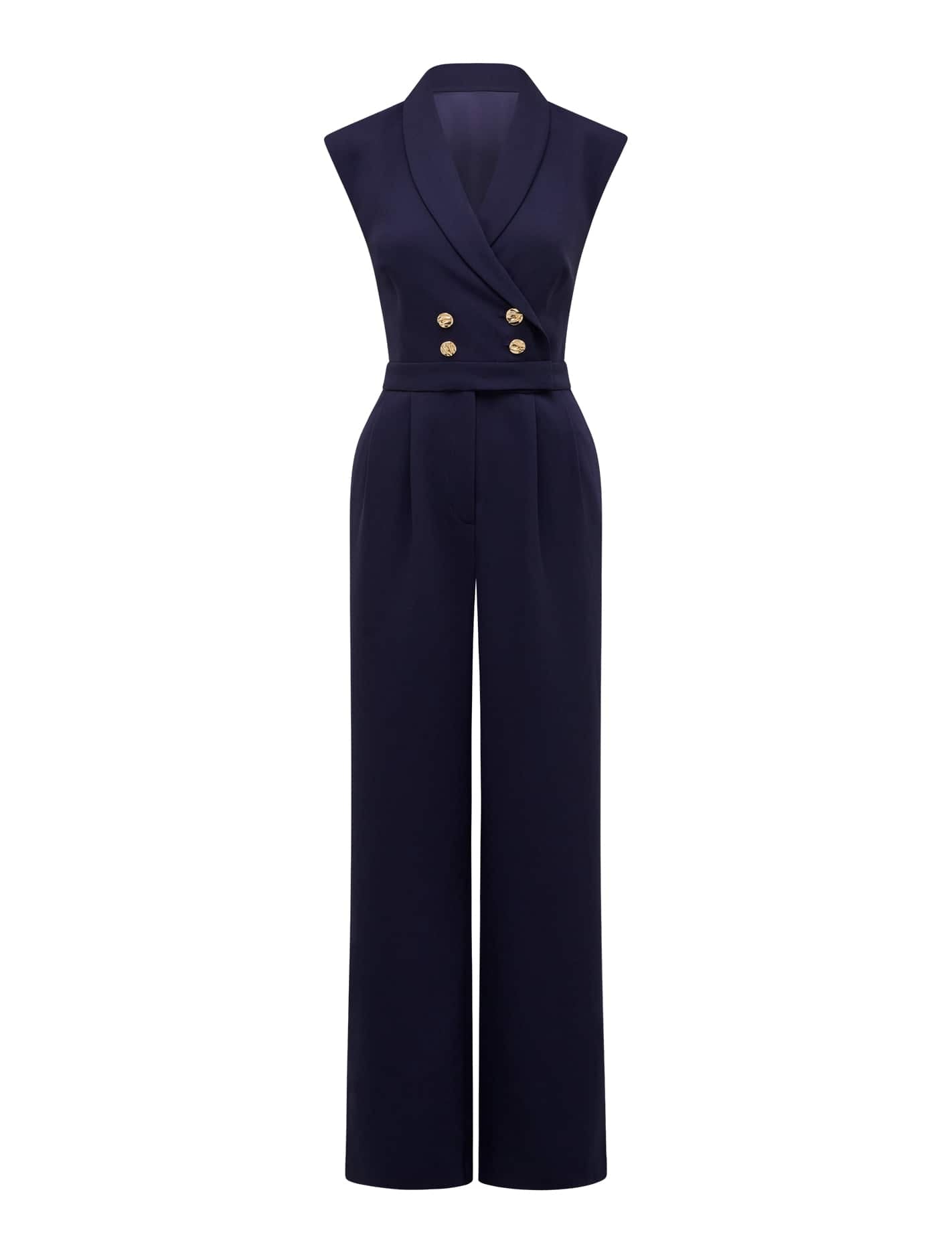 Jacey Sleeveless Tux Jumpsuit Navy_mannequin