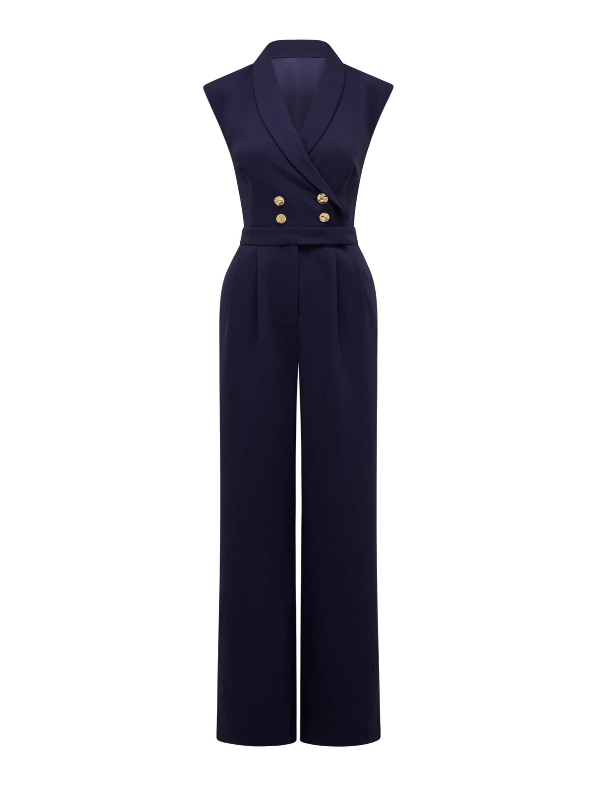 Jacey Sleeveless Tux Jumpsuit Navy_mannequin