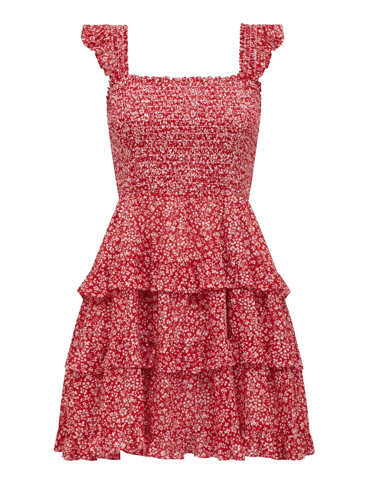 Odette Printed Cotton Mini Dress Red Park Ditsy_mannequin