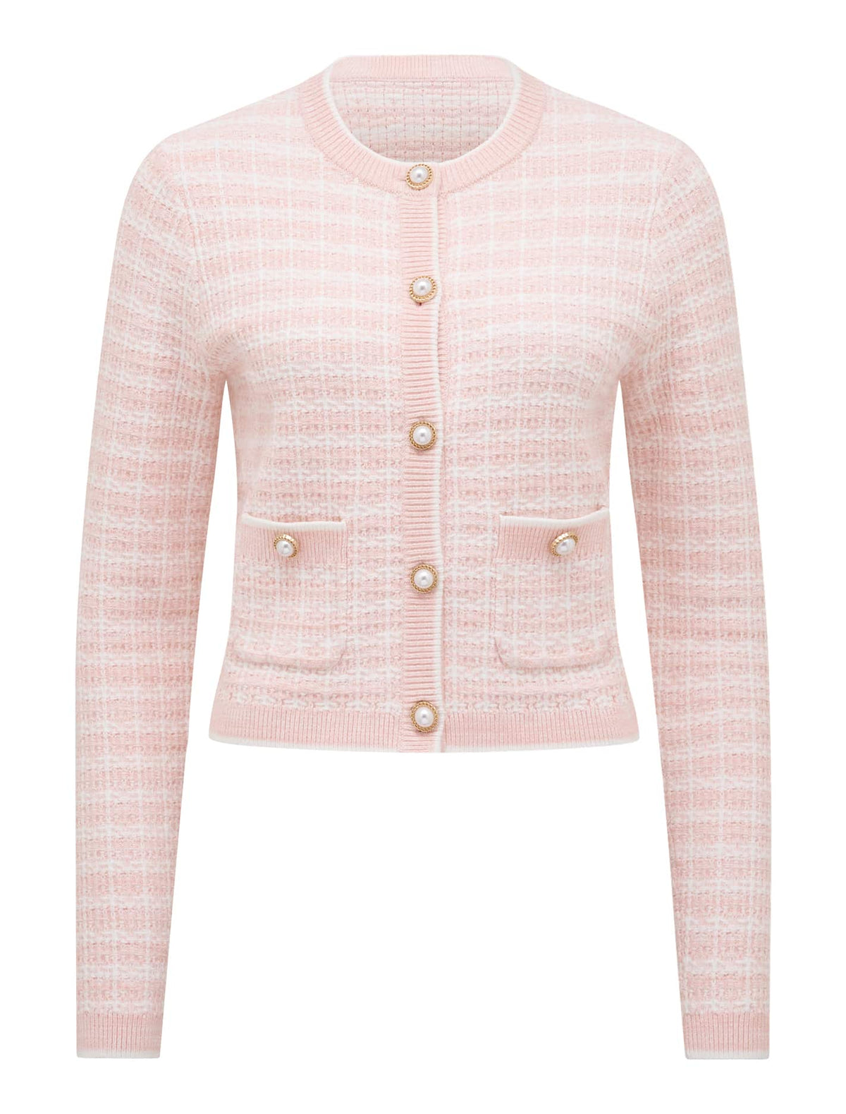 Louise Bouclé Knit Cardigan Soft Pink_mannequin