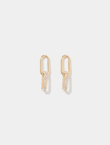 Malani Metal & Stone Link Earring Crystal/Gold_mannequin