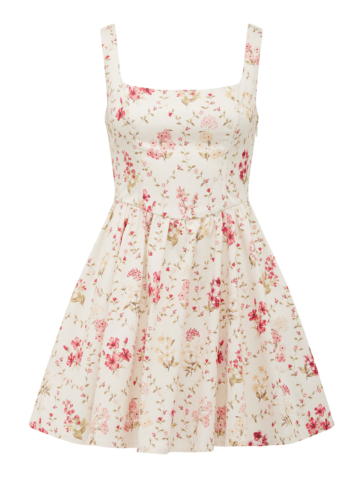 Brielle Printed Lace Up Mini Dress Garden Trellis_mannequin