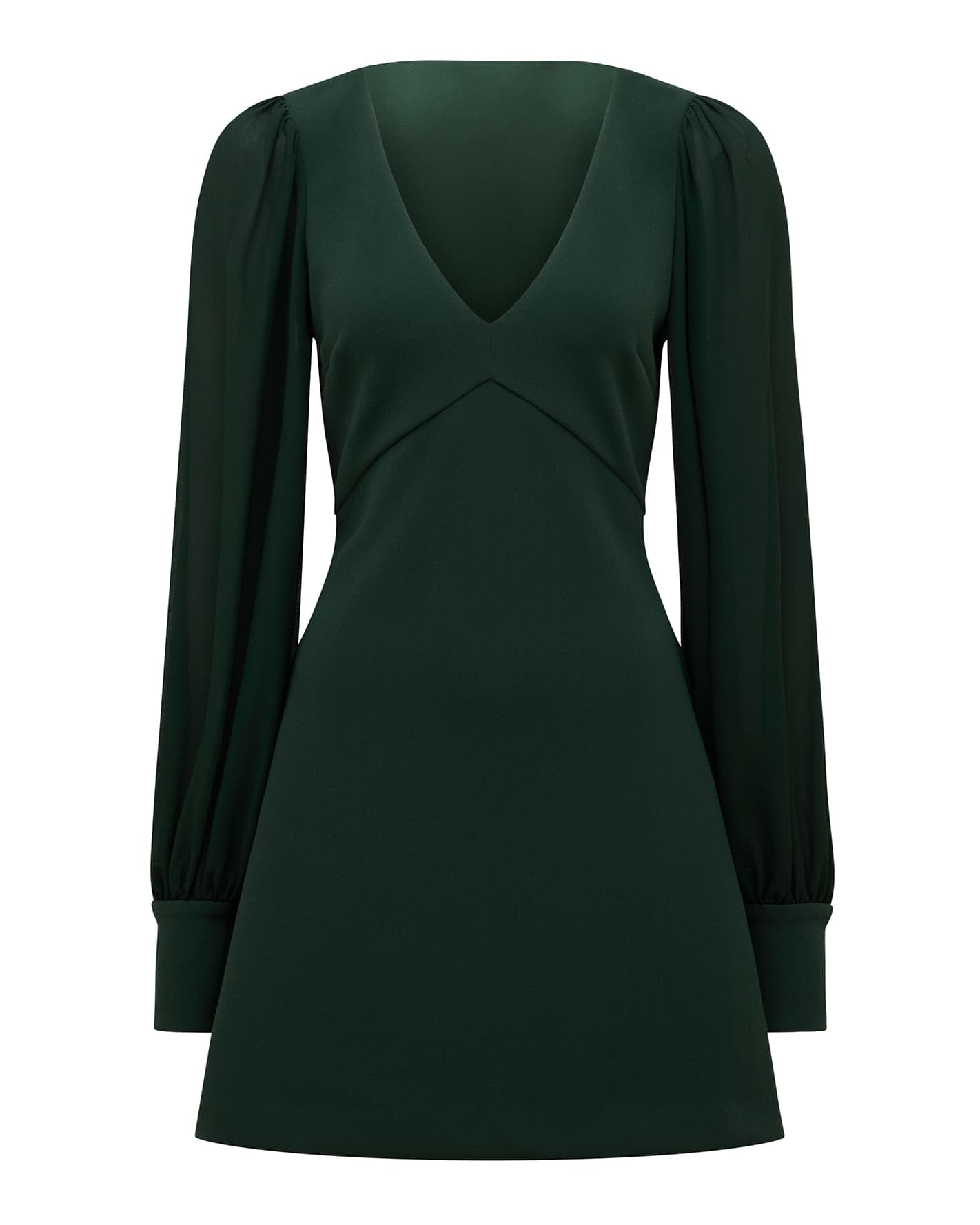 Adelaide V Neck Mini Dress Dark Green_mannequin
