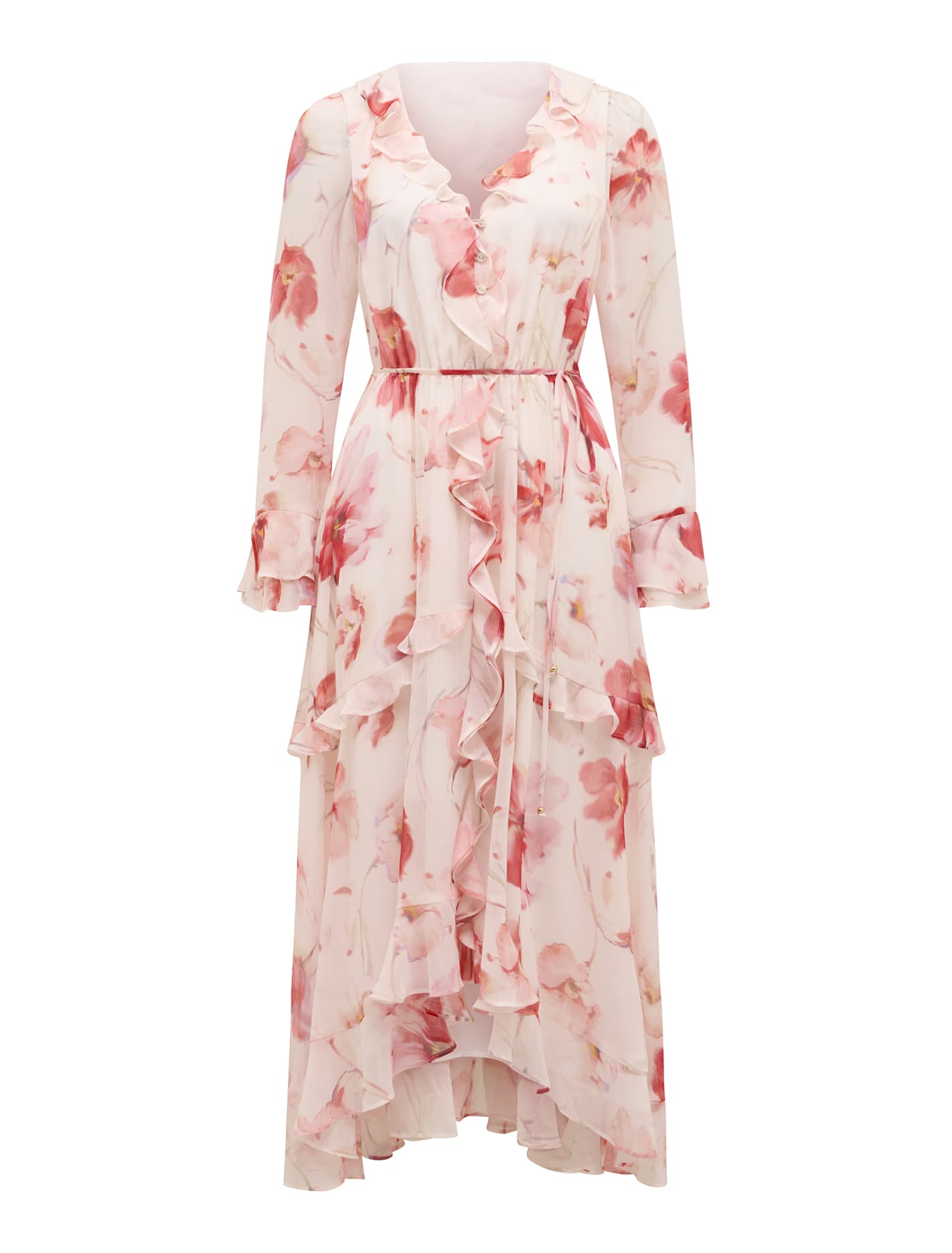 Kya Long Sleeve Frill Midi Dress Valerie Floral_mannequin
