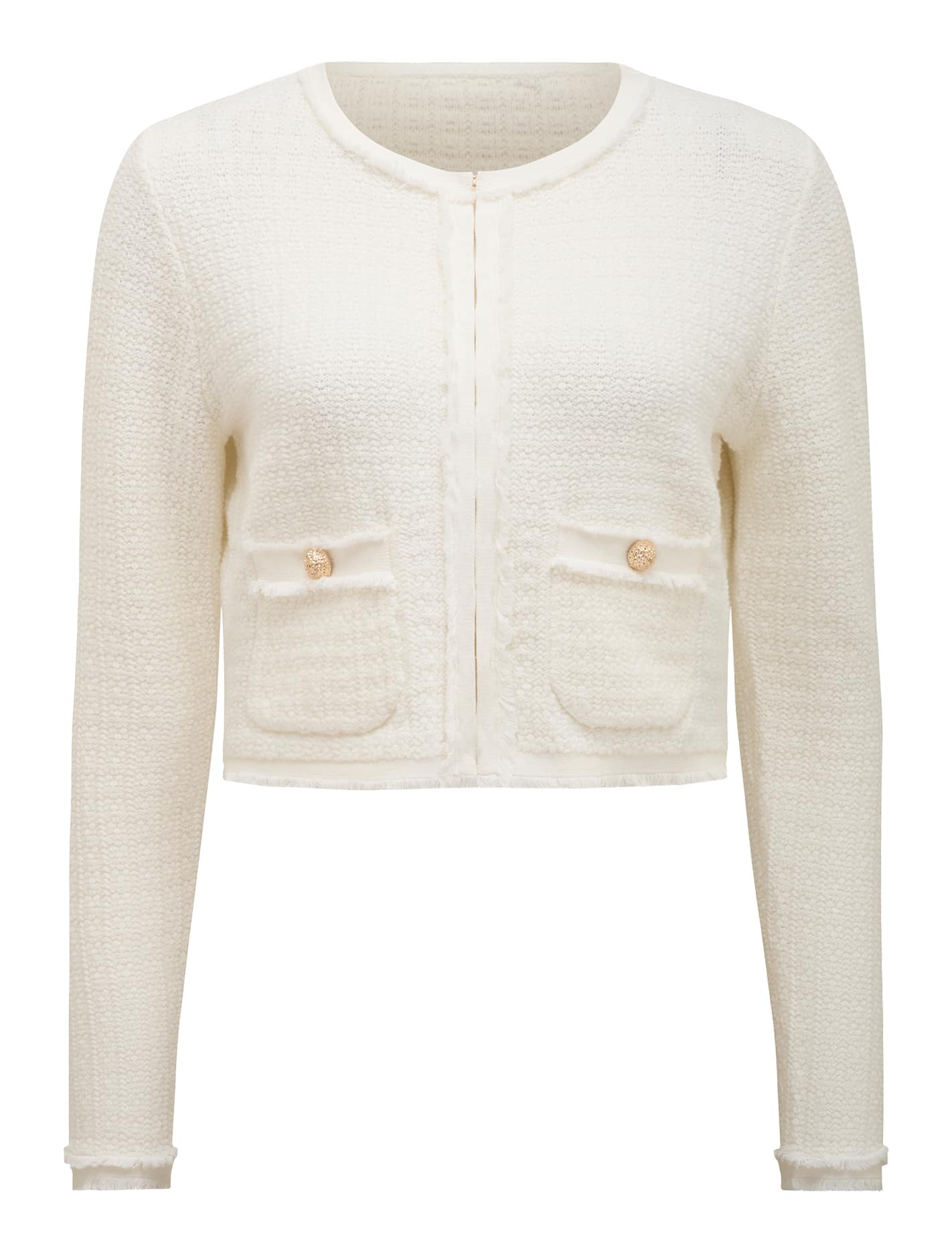 Faith Petite Textured Cardigan Cream_mannequin