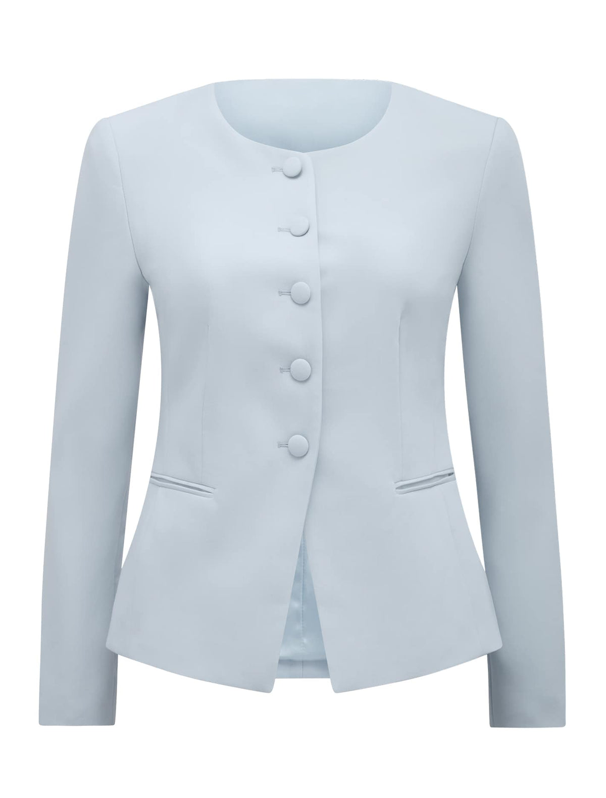 Grace Petite High Neck Blazer Misty Sky Co-Ord_mannequin