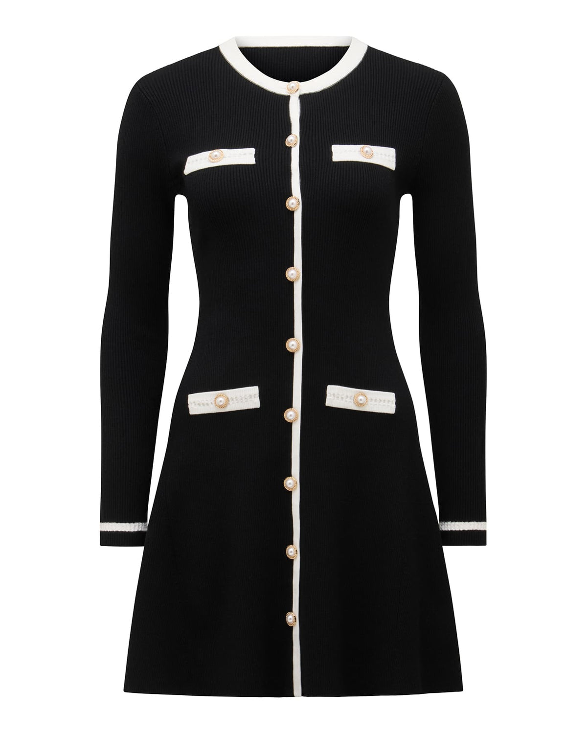 Kerry Contrast Knit Mini Dress Mono Tipped_mannequin