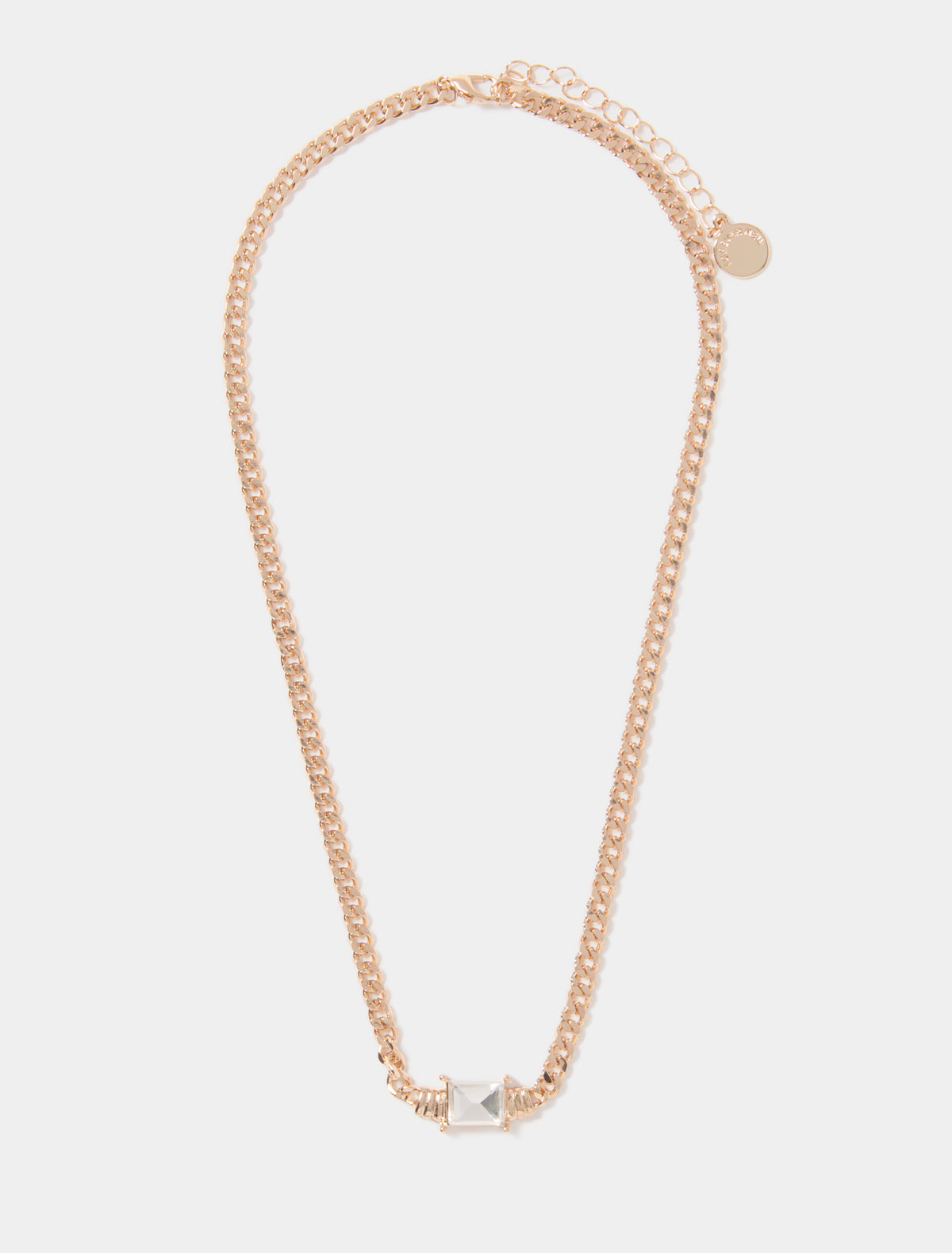 Billie Baguette Stone Necklace Gold/Crystal_mannequin
