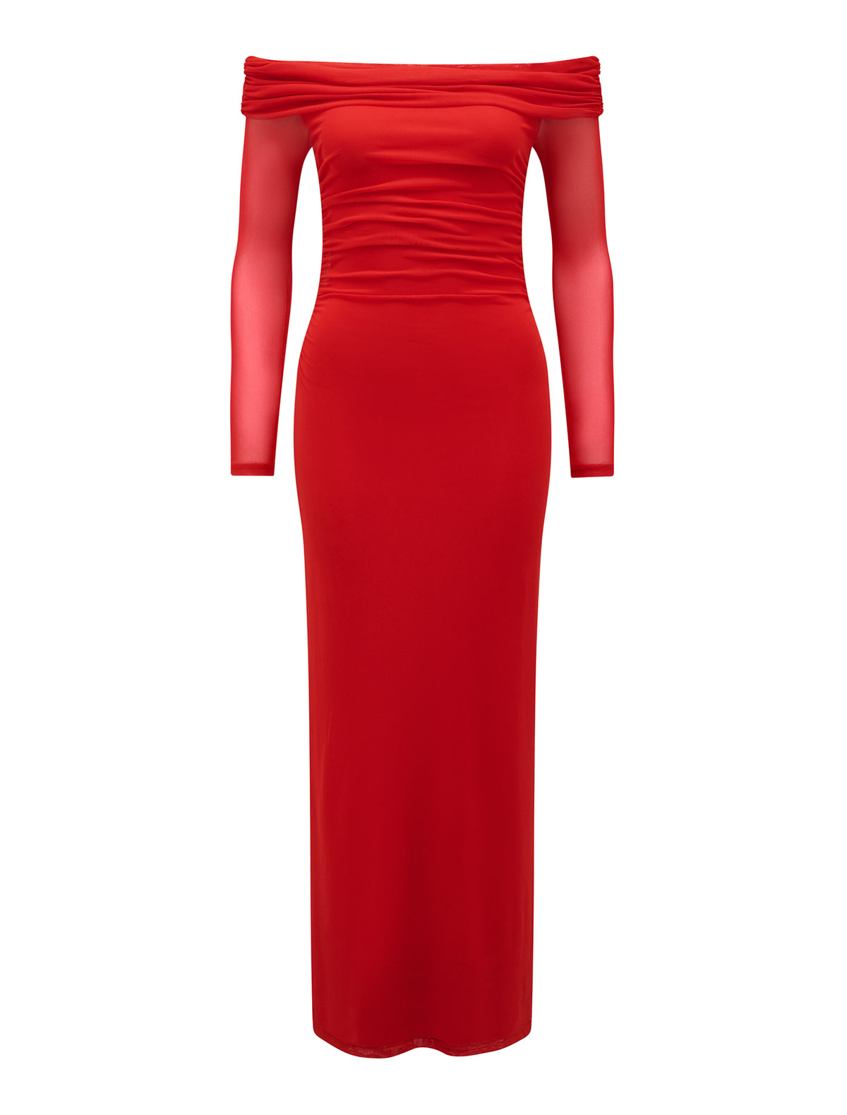 Minnie Mesh Bardot Midi Dress Red_mannequin