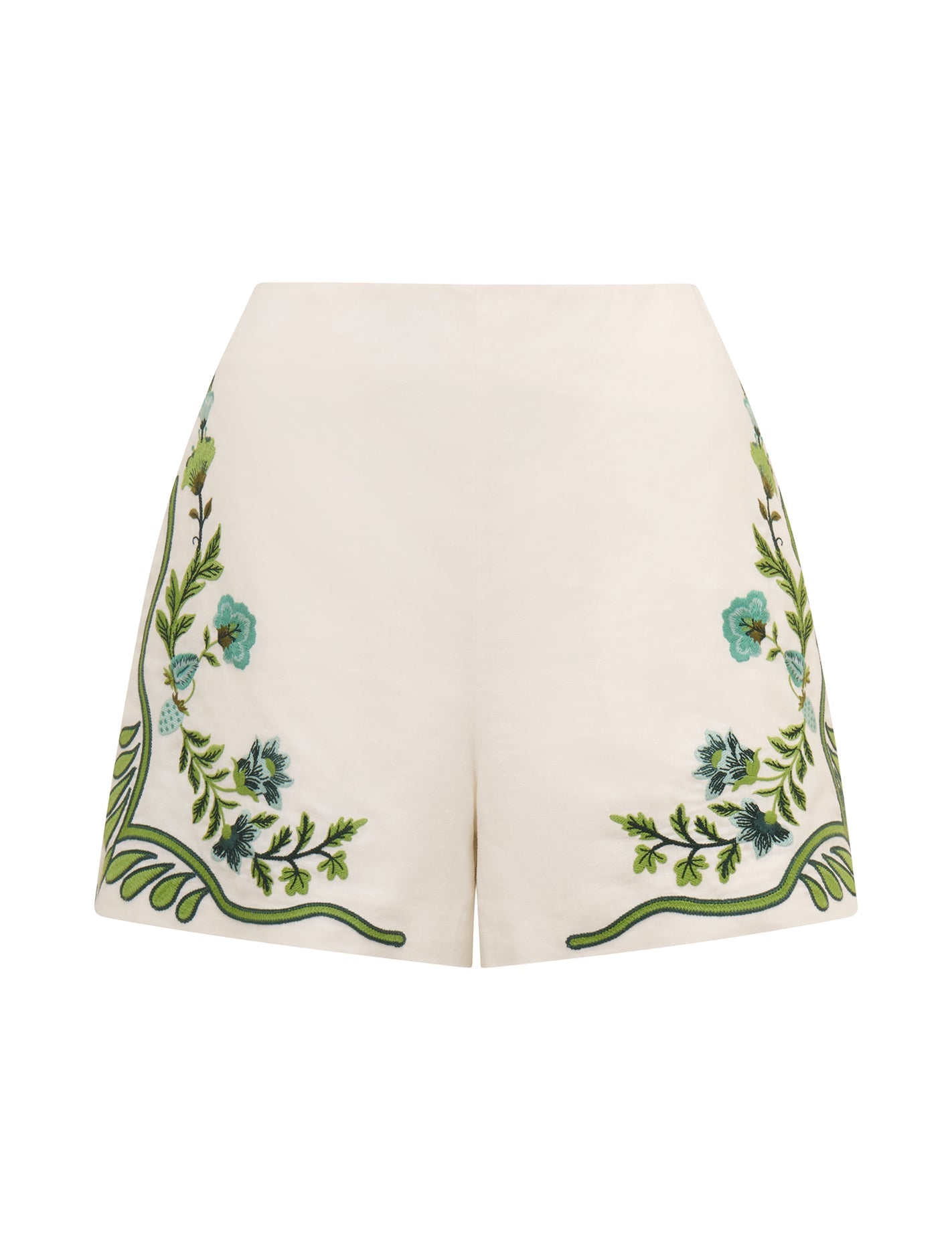 Rosalia Embroidered Shorts Green Floral Co-ord_mannequin