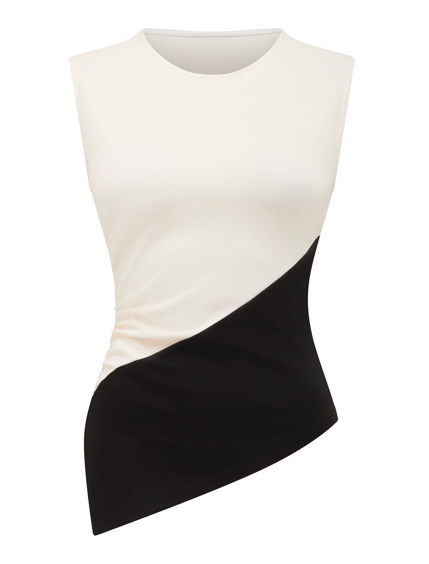Camryn Two-Tone Asymmetrical Top Cream / Black_mannequin