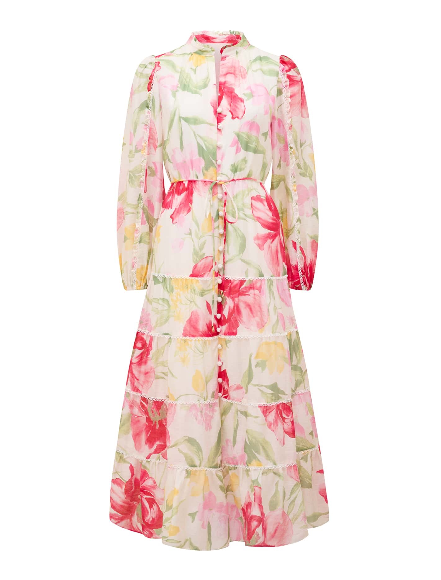 Jessie Button-Down Dress Red Lyell Floral_mannequin